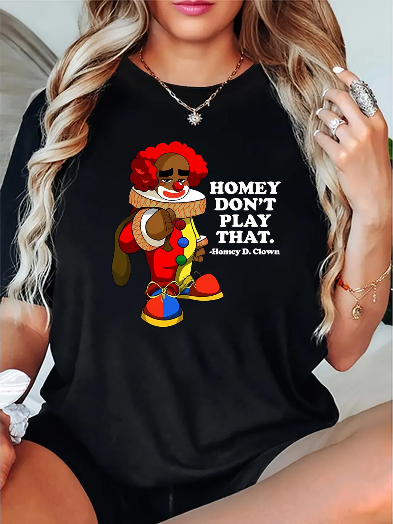 thumbnail image 1 of Cartoon & Slogan Print Comfy T-Shirt, Round Neck Short Sleeve Sports Tee, Women's Activewear, Leisure Style, ALL/Global/All, 1 of 8