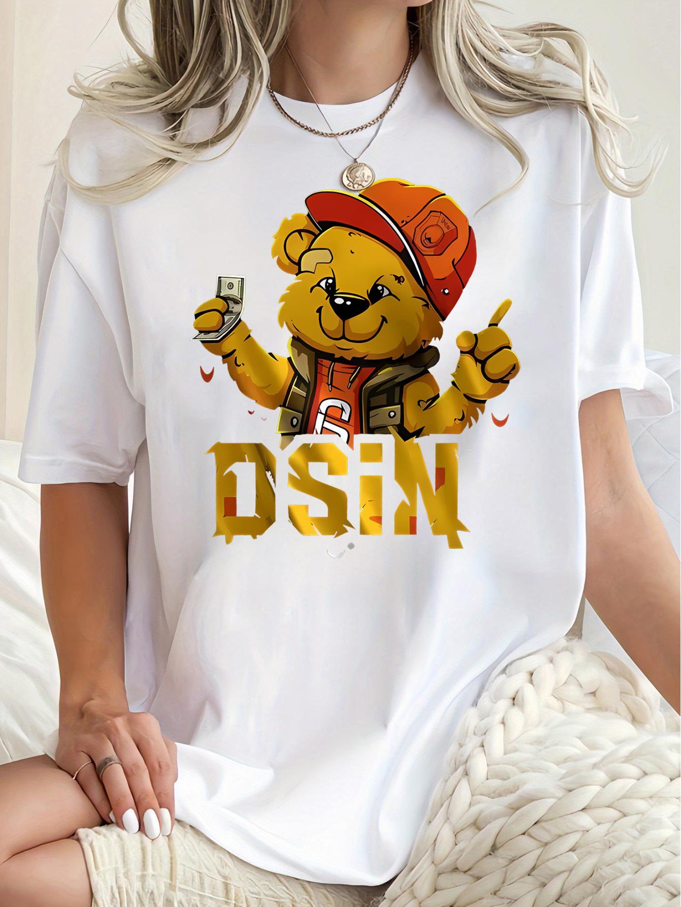 thumbnail image 2 of Women's Fun Bear Graphic Tee - Casual Crew Neck Short Sleeve T-Shirt, Stretchy Polyester Blend, Machine Washable - Perfect for Summer, 2 of 8