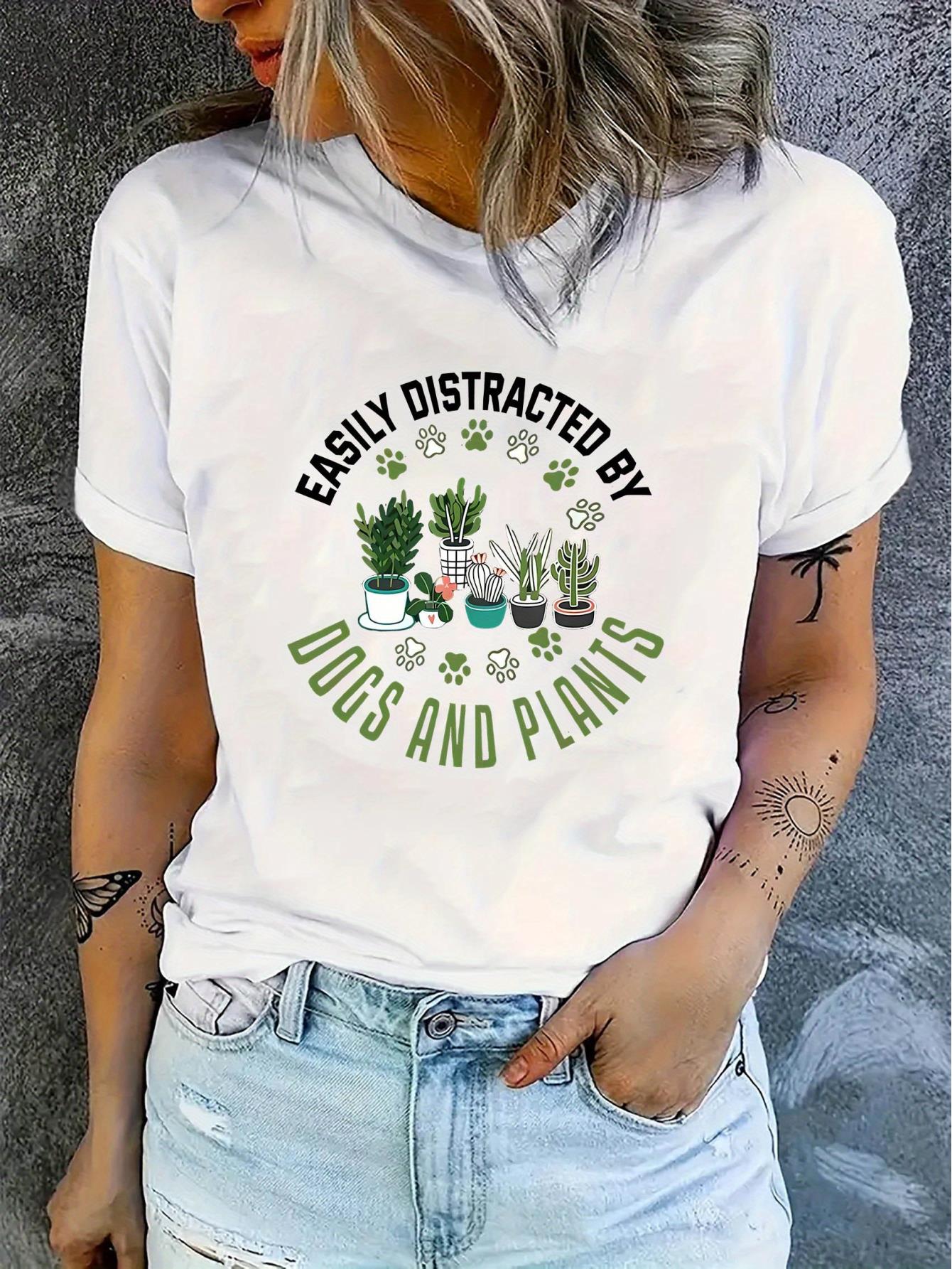 thumbnail image 2 of Women's Casual Floral & Letter Print T-Shirt - Comfy Crew Neck, Short Sleeve, Stretchy Polyester Blend, Machine Washable - Perfect for Summer, 2 of 8