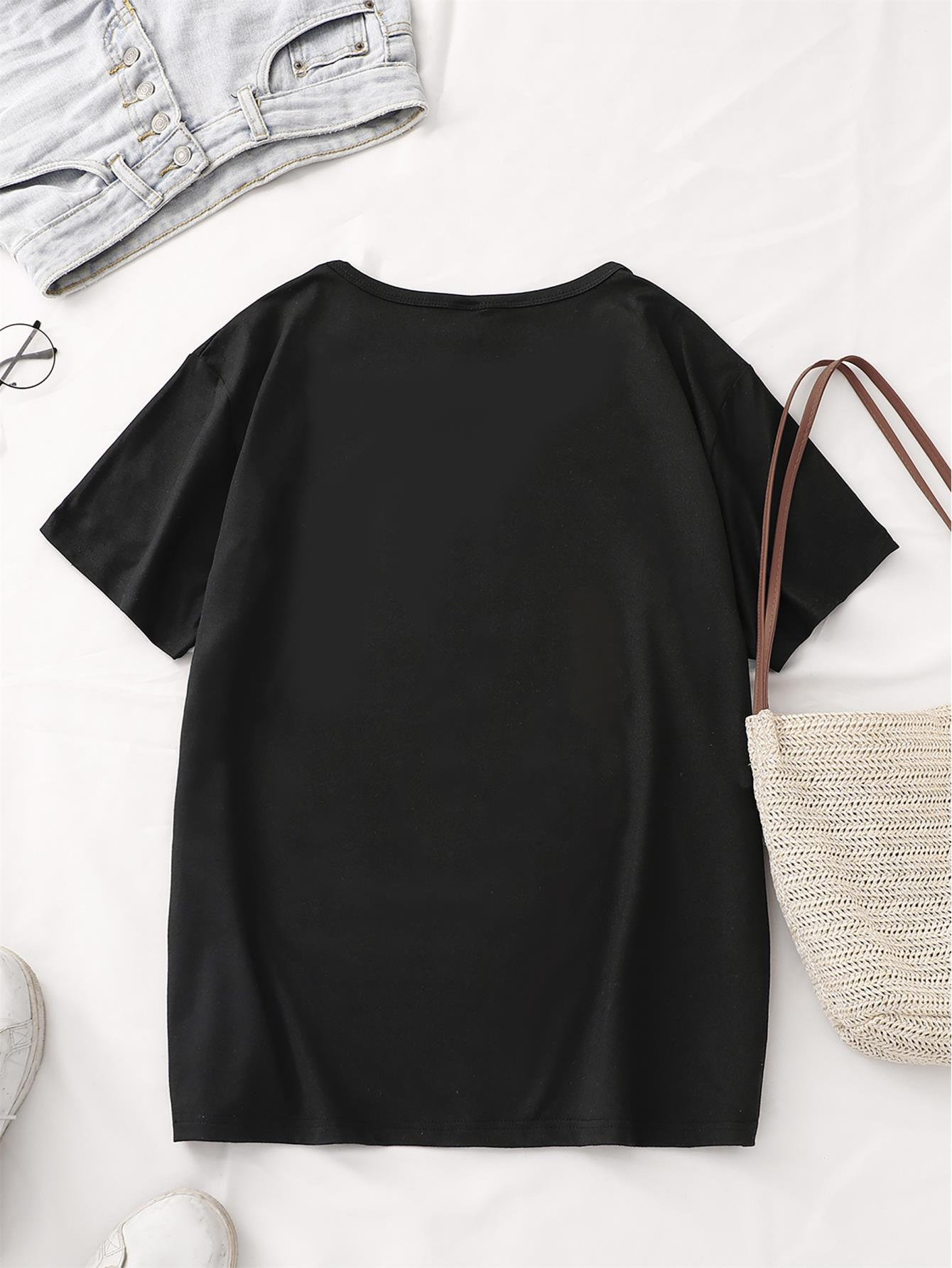 thumbnail image 5 of Chic Cat Print Women's T-Shirt - Casual Crew Neck, Short Sleeve, Stretchy Polyester Blend, Machine Washable - Perfect for Summer & Casual Attire, 5 of 8