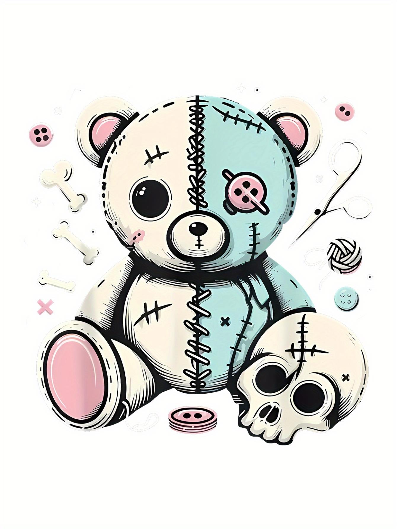 thumbnail image 3 of Women's Casual Skull Bear Graphic Tee - Comfy Crew Neck Short Sleeve T-Shirt, Perfect for Summer & Sports, 3 of 8