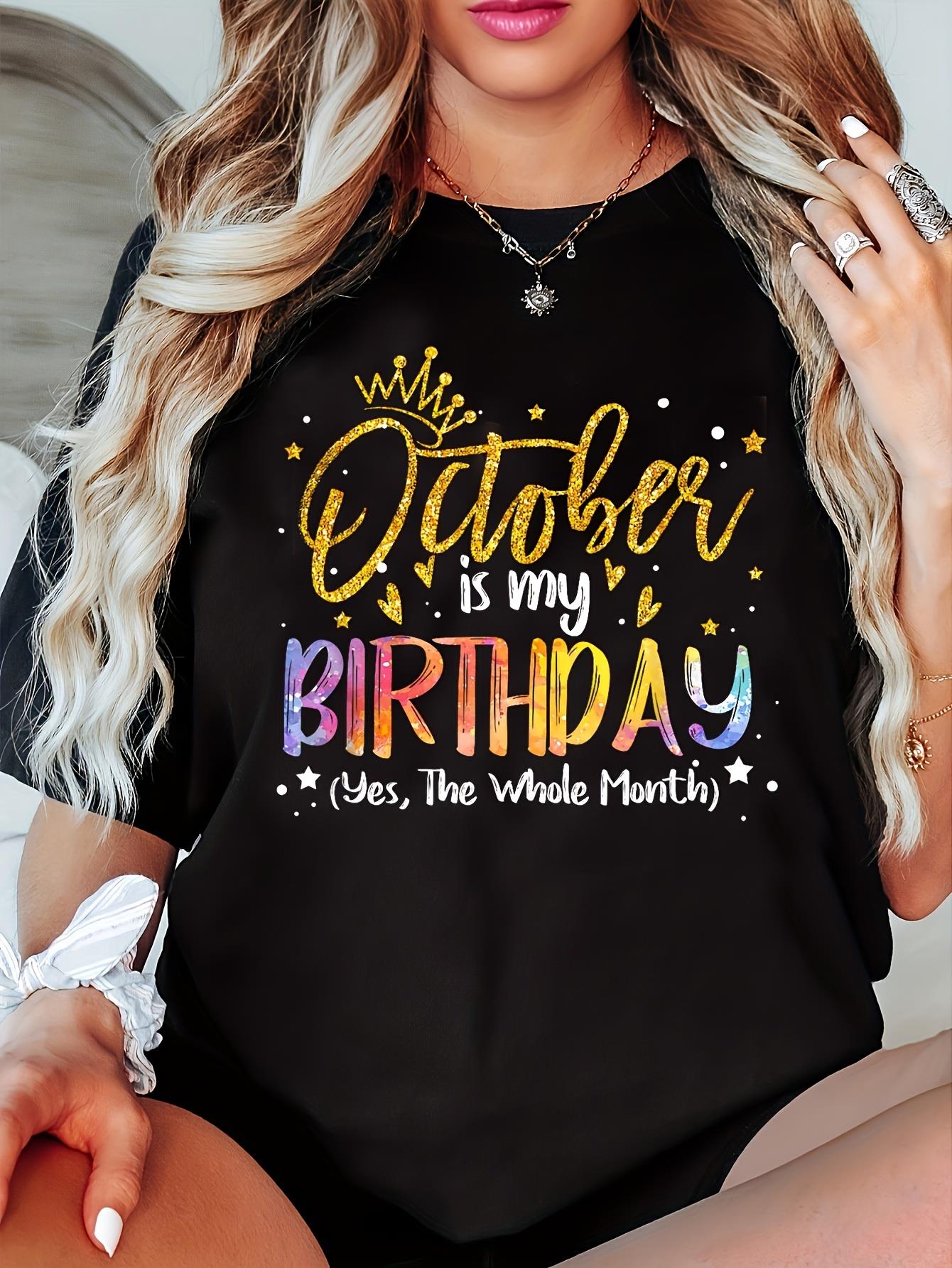 thumbnail image 1 of Women's Fashion Gold Pink Crown Birthday Printed T Shirt, Simple Casual Round Neck Comfortable Long Sleeve T Shirt, Women's Spring And Autumn Clothing, 1 of 6