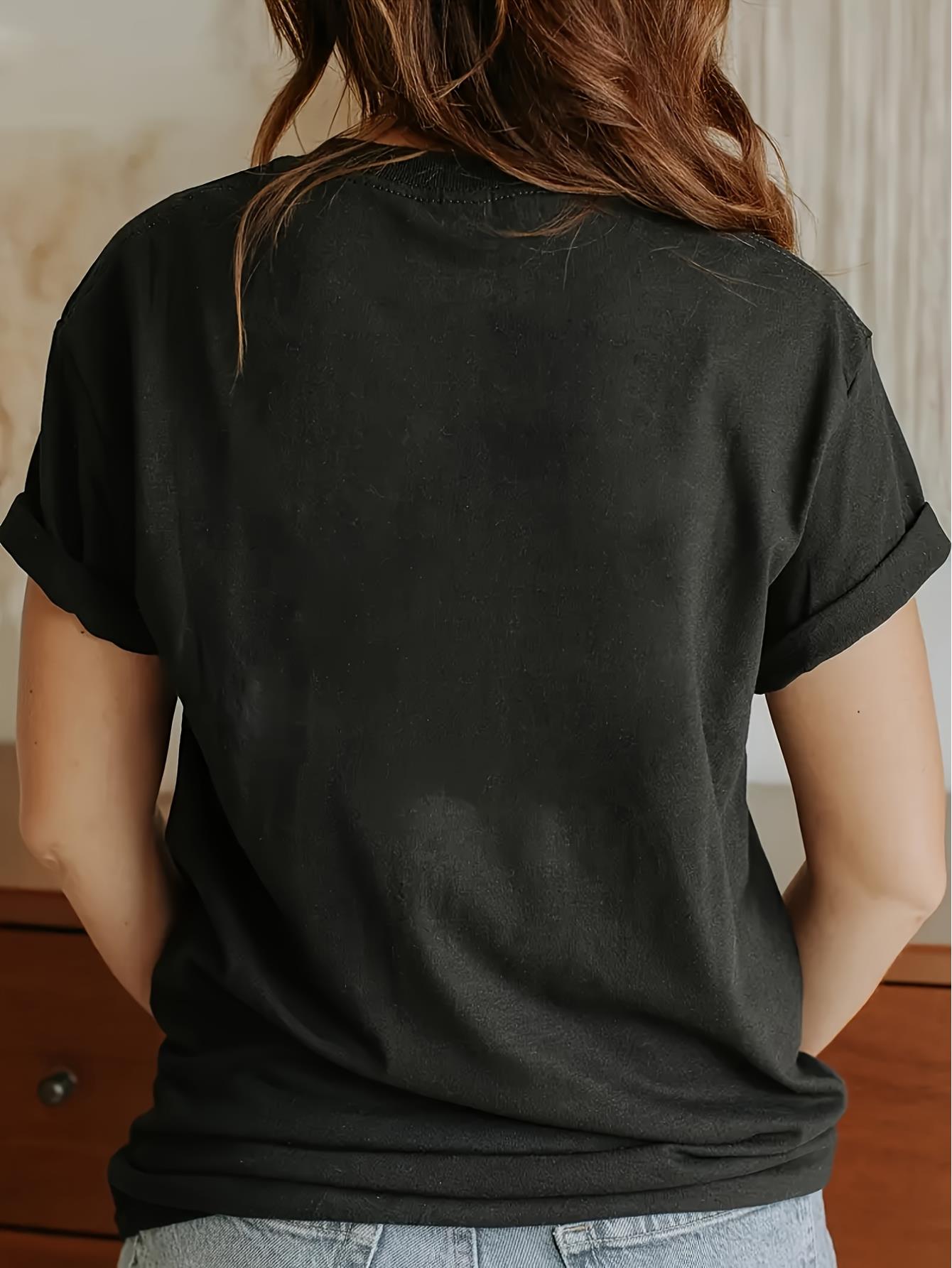 thumbnail image 2 of Retro-Inspired Geometric Print T-Shirt for Women - Casual Crew Neck, Short Sleeve, Polyester Blend, Machine Washable - Perfect for Summer, 2 of 6