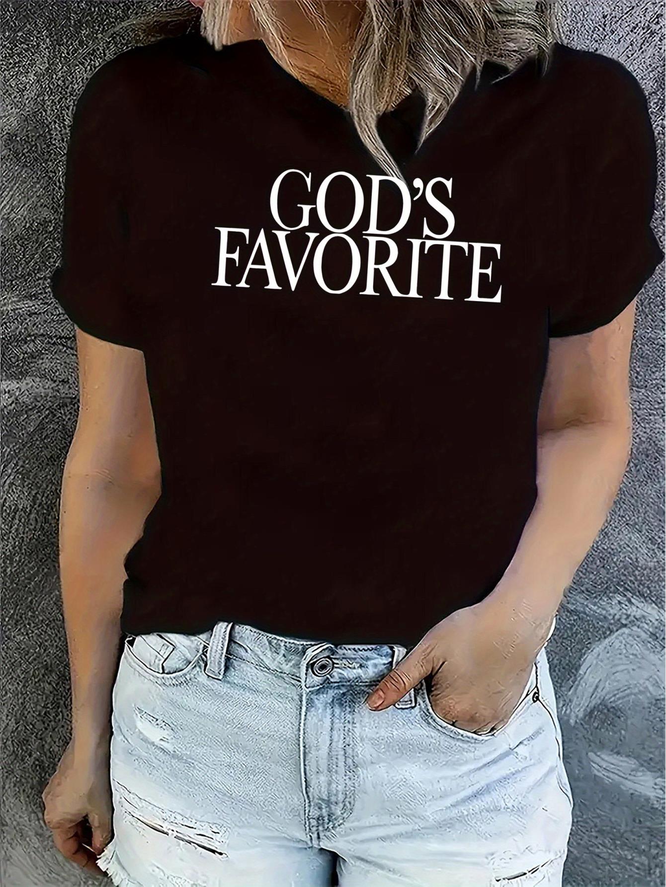 thumbnail image 2 of Simple English Favorite God Pattern Printing Women'S Fashion Trend Round Neck Short Sleeve, Simple Casual Sports T-Shirt, Holiday Comfortable Summer Tops Women'S Clothing, 2 of 8