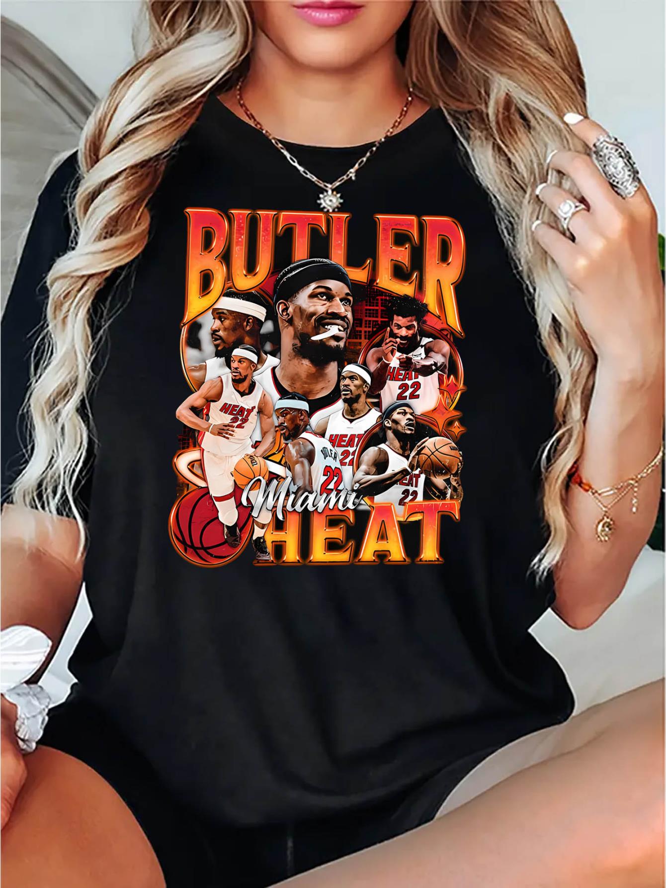 thumbnail image 2 of Women'S Casual Basketball Player Portrait Graphic T-Shirt, Polyester Knit Fabric, Crew Neck, Medium Stretch, All Season Short Sleeve Tee, 180g/m² - Comfortable Summer Top, 2 of 8
