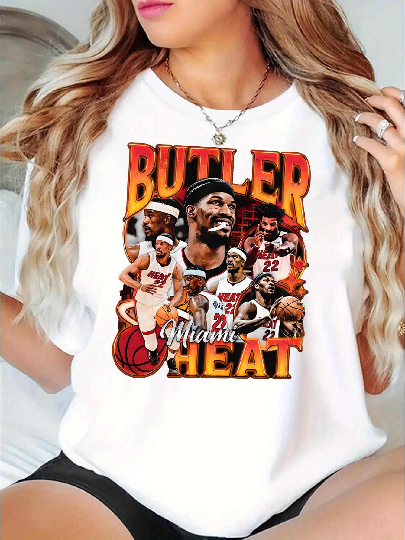 Women'S Casual Basketball Player Portrait Graphic T-Shirt, Polyester Knit Fabric, Crew Neck, Medium Stretch, All Season Short Sleeve Tee, 180g/m² - Comfortable Summer Top