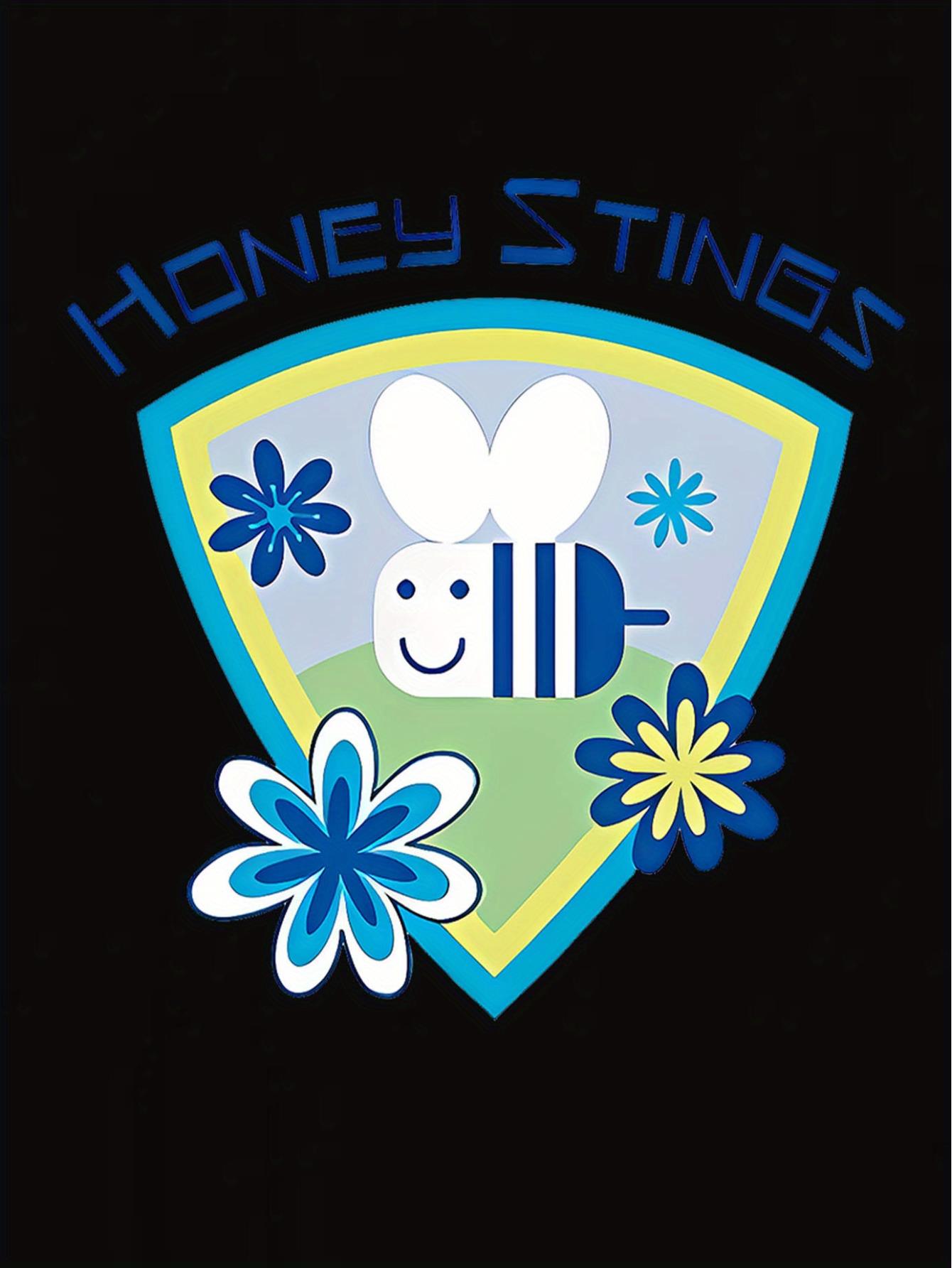 thumbnail image 4 of Women's Honey Stings Cartoon Bee & Flower Graphic T-Shirt - Soft, Comfortable Casual Summer Top, White Crew Neck Tee with Playful Design, Vacation Tshirt | Trendy Cartoon Shirt | Nontransparent Fabri, 4 of 8