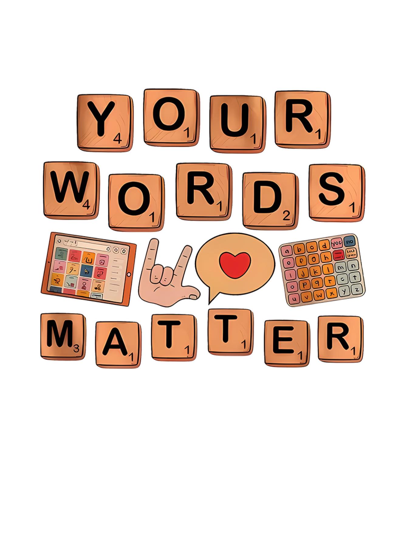 thumbnail image 4 of 1pc Women'S Casual Crew Neck T-Shirt with "Your Words Matter" Geometric Print, Polyester Knit Fabric, Medium Stretch, All-Season Comfort Fit, 4 of 8