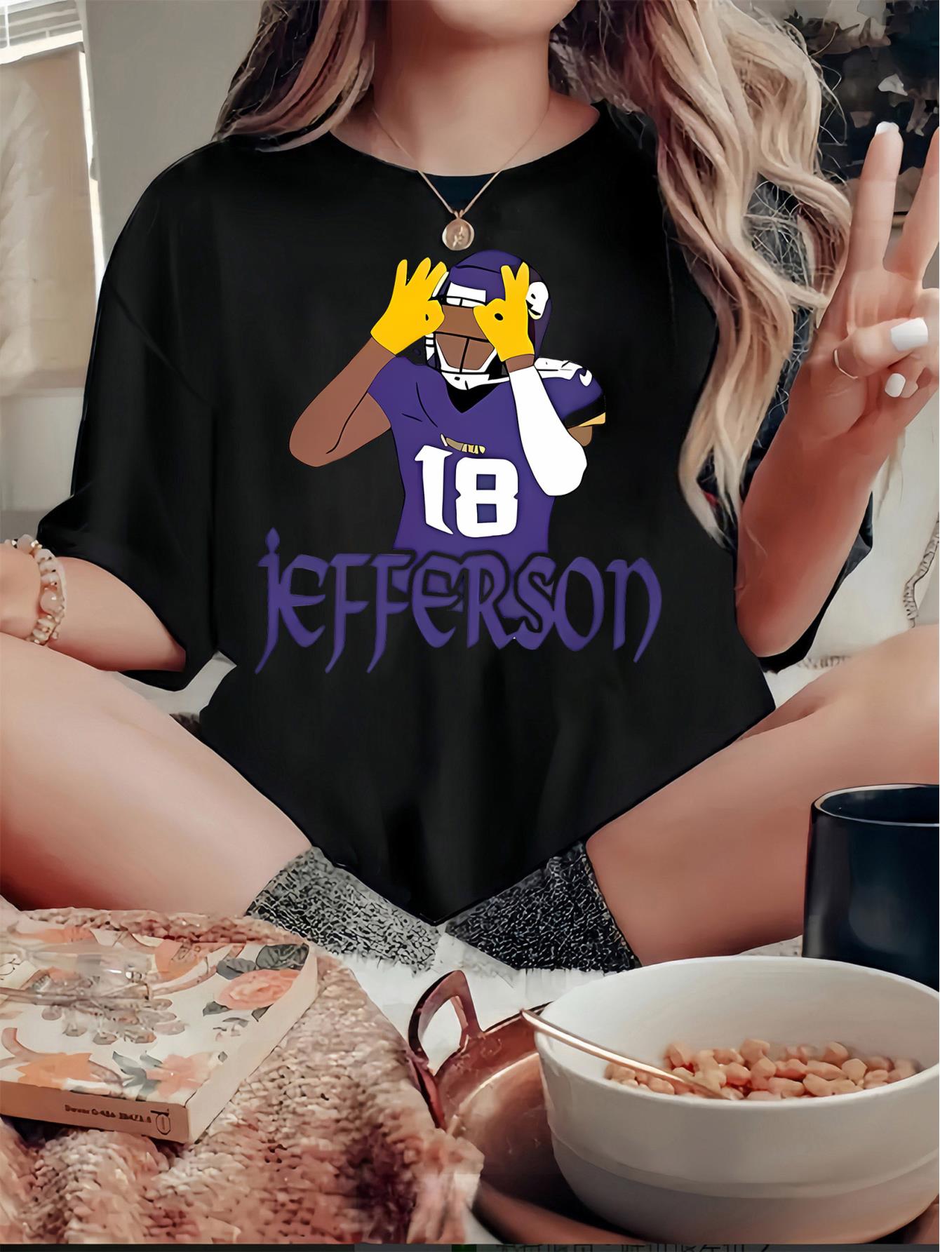 thumbnail image 1 of Women's Fun Football Player Graphic Tee - Casual Crew Neck Short Sleeve T-Shirt, Stretchy & Machine Washable, Perfect for Summer, English, Rugby, Fashion Trend, 1 of 8