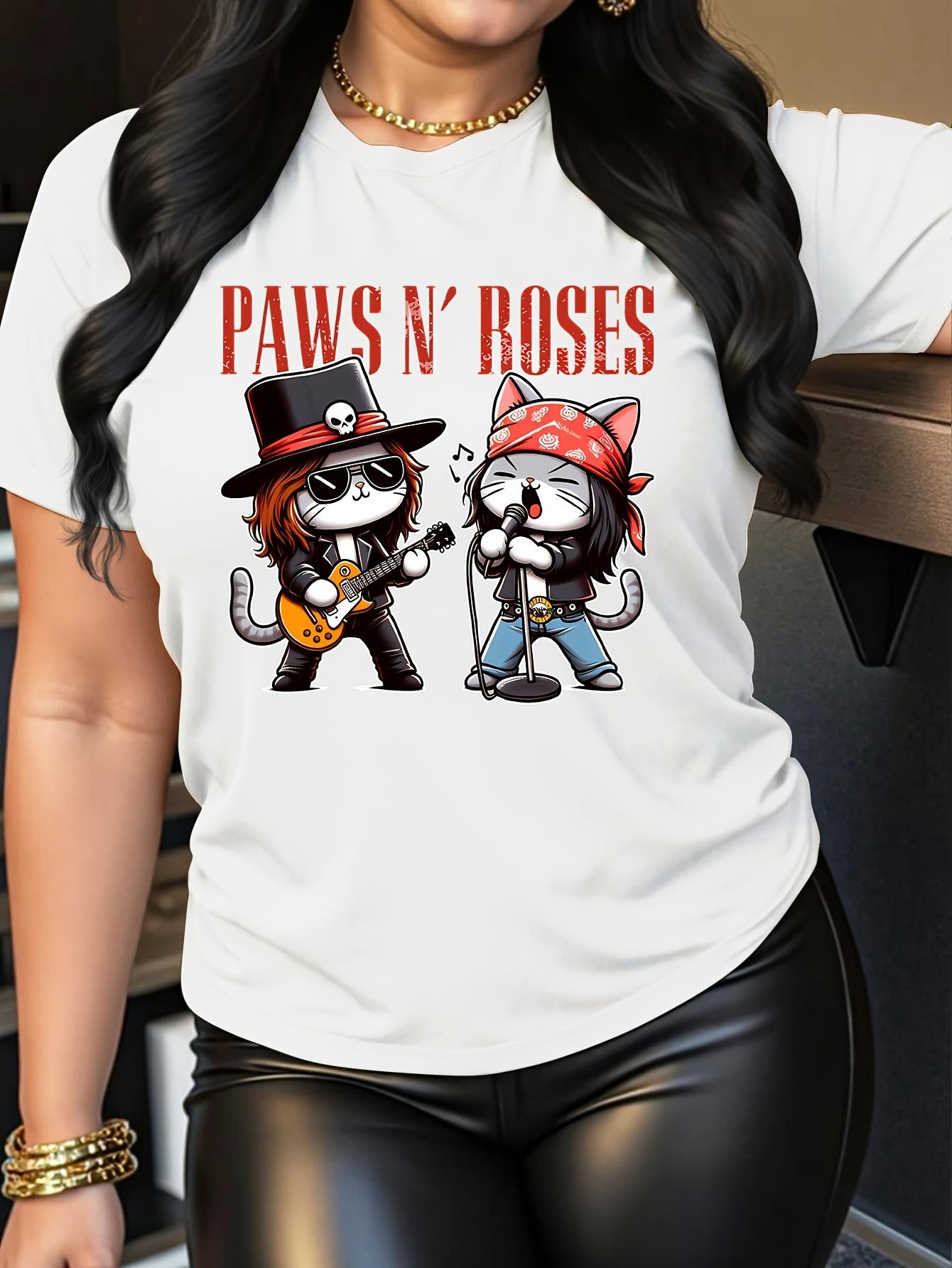 Casual Stylish Short-Sleeve T-Shirt with a Round Neck Featuring a Printed Design of a Singing Duo And a Black Woman.