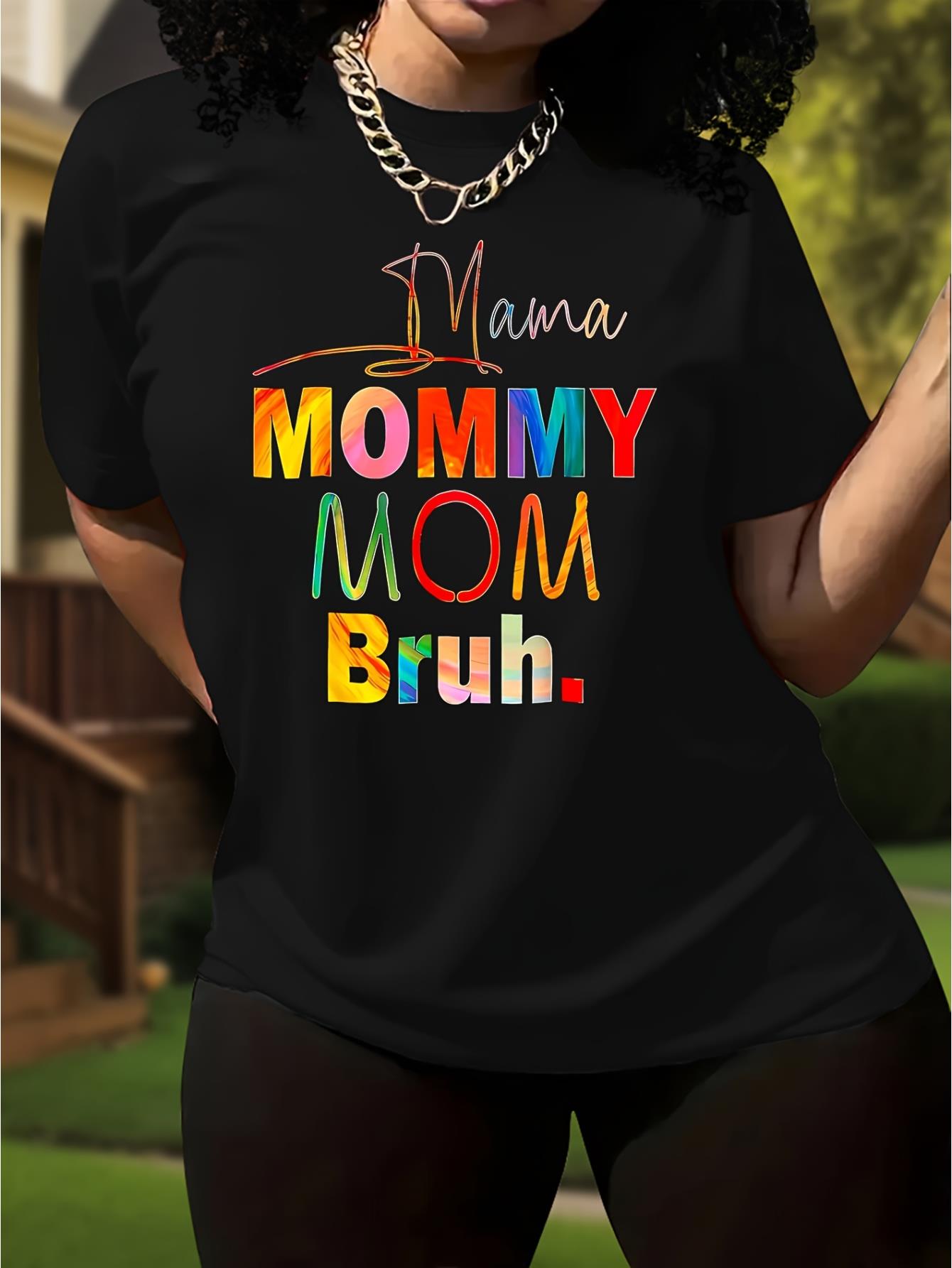 Women'S Colorful Letter Print T-Shirt, Casual Crew Neck Short Sleeve Top, Polyester 100% Knit Fabric, Medium Stretch, 180g/m², for Spring/Summer/Fall