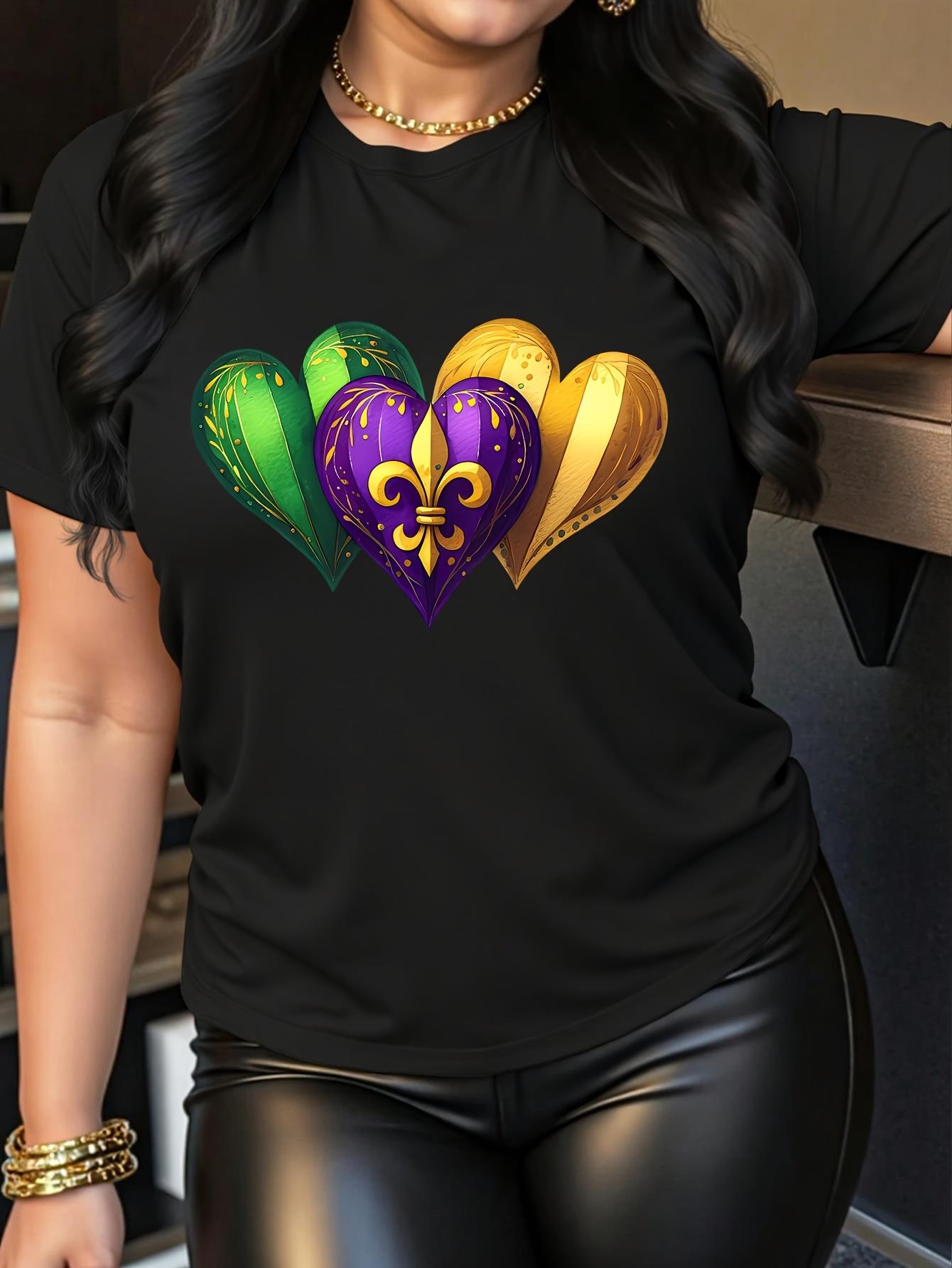 thumbnail image 2 of Women's Casual Fashion T-Shirt with Colorful Heart Print – Short Sleeve, Round Neck, Polyester, Machine Washable, Ideal for Spring/Summer/Fall, 2 of 8