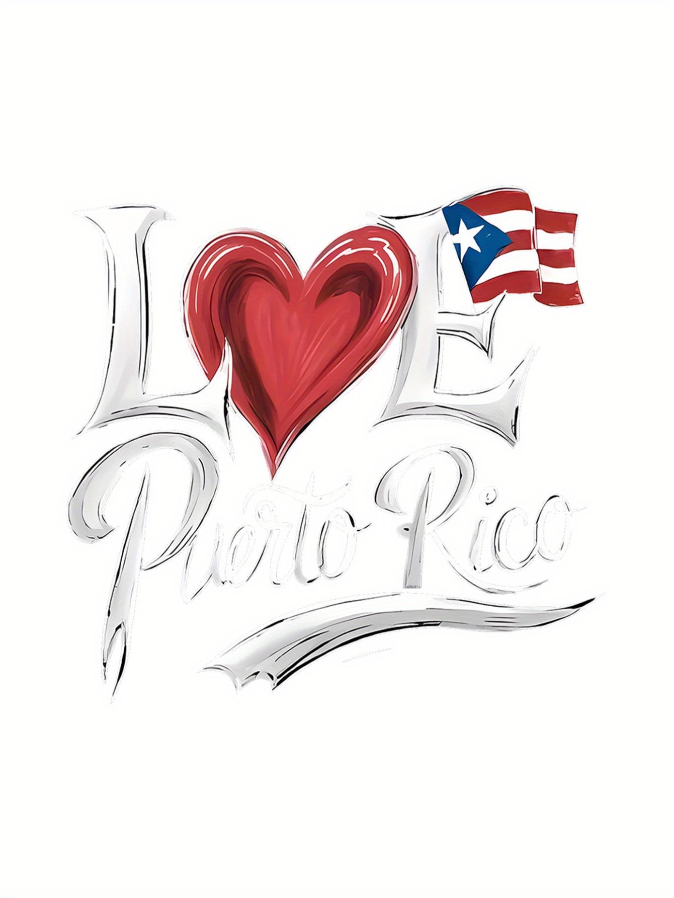 thumbnail image 3 of Women's "I Love Puerto Rico" Patriotic T-Shirt - Casual Round Neck, Short Sleeve, Comfortable Summer Top, White with Red Heart and Blue Flag Design, Leisure Wear|Graphic Tee|Printed Tshirt, Puerto Ri, 3 of 8