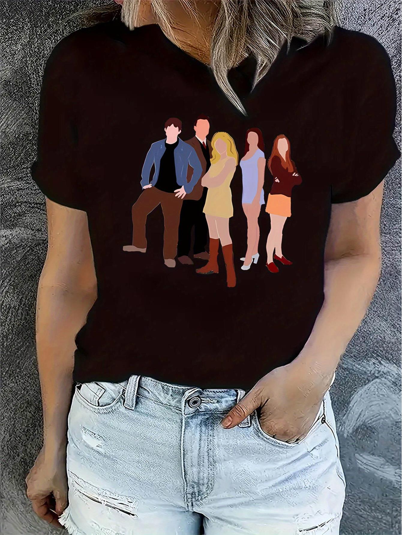 thumbnail image 1 of Creative Designs for Young People, Featuring Printed Patterns on Women'S Trendy Round-Neck Short-Sleeve T-Shirts, Simple And Casual Sportswear, Perfect for Comfortable Summer Outfits During Holidays., 1 of 8