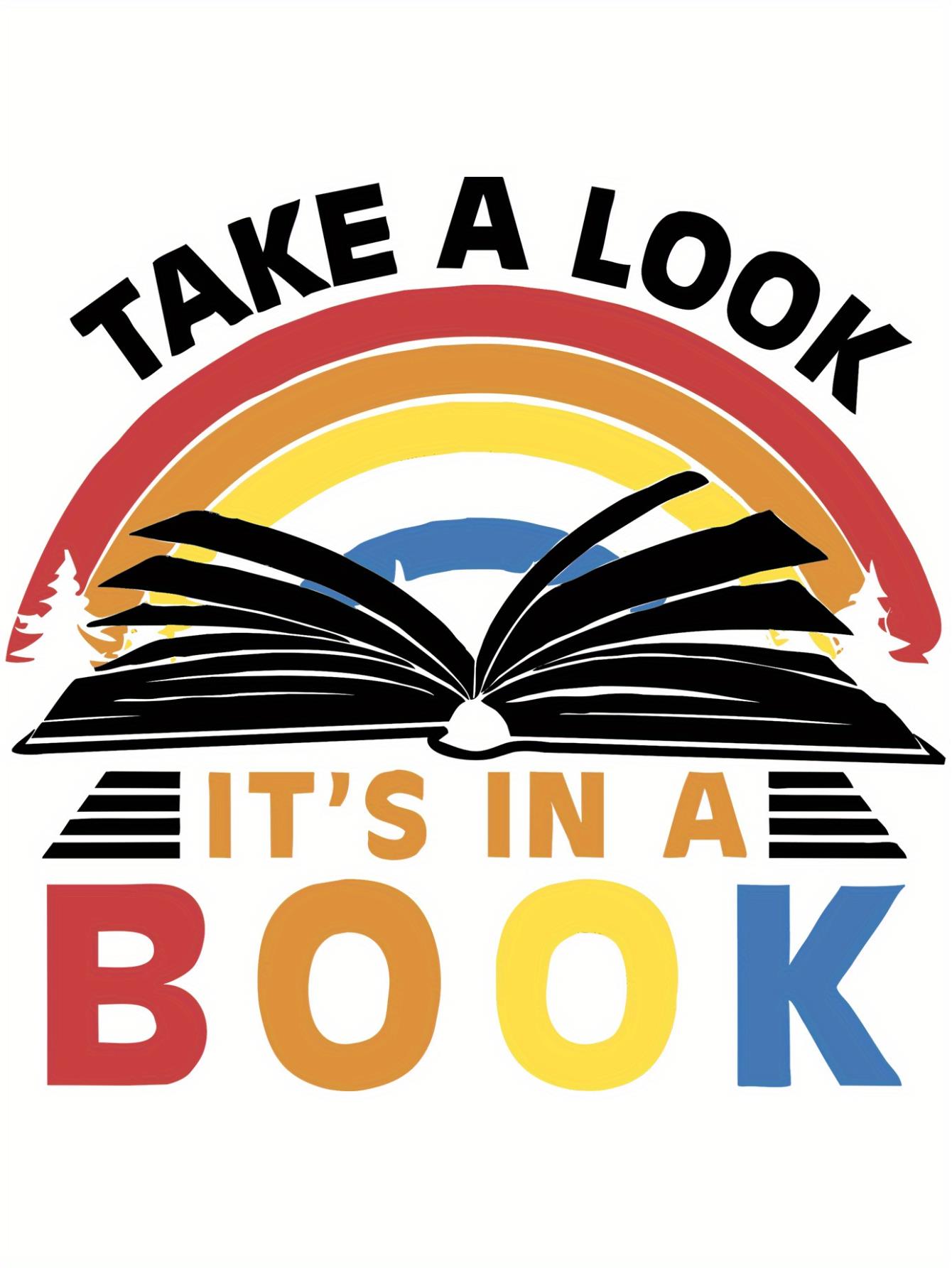 thumbnail image 4 of Book & Rainbow & Slogan Print Comfy T-Shirt, Round Neck Short Sleeve Sports Tee, Women's Activewear, 4 of 8