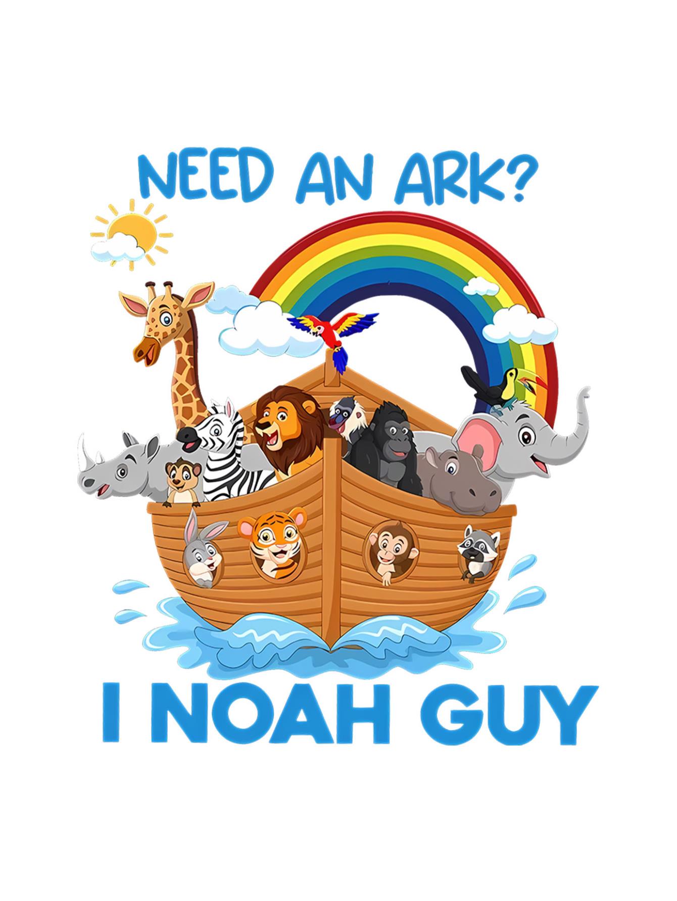 thumbnail image 3 of Women's Fun Noah's Ark Animal Print T-Shirt - "Need an Ark? I Noah Guy" Design, Comfortable Casual Crew Neck Short Sleeve Tee, Soft Polyester Blend, Perfect for Casual Attire or Vacation, 3 of 8