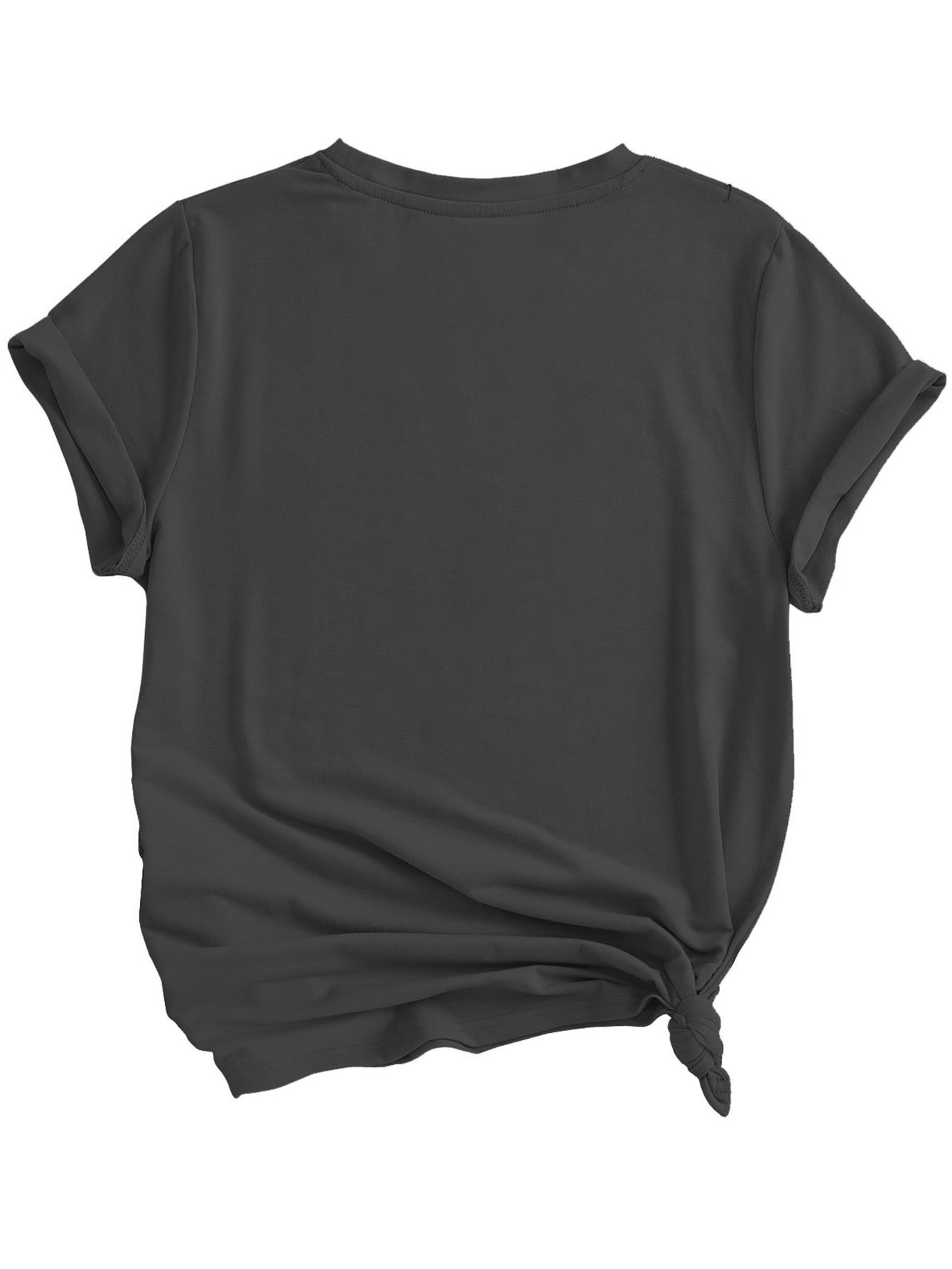 thumbnail image 3 of Chic Cartoon Spider Web Print T-Shirt for Women - Casual Crew Neck, Short Sleeve, Breathable Polyester - Dark gray, 3 of 6