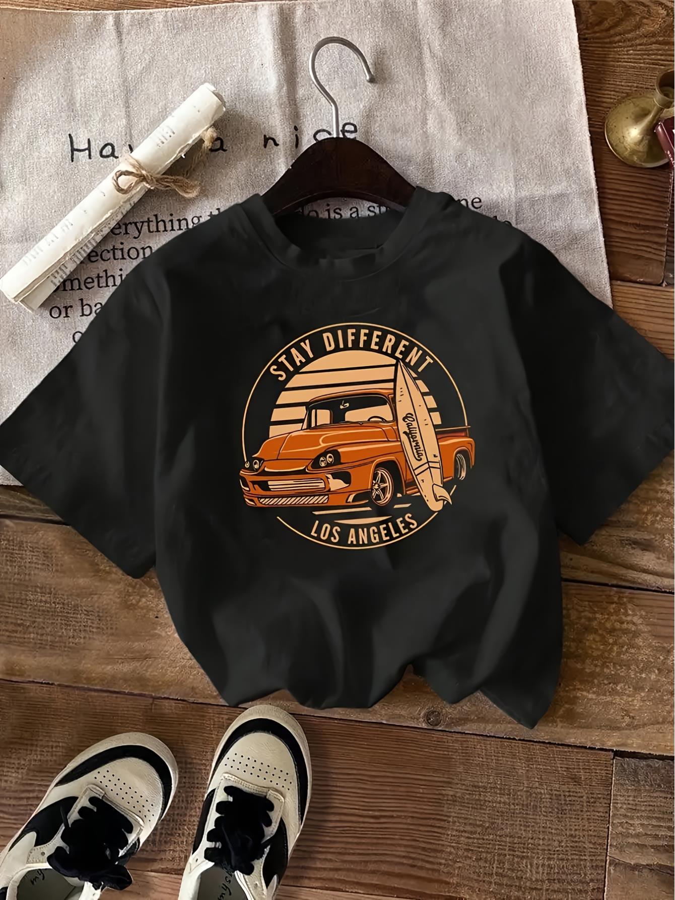 thumbnail image 1 of Vintage-Inspired Crew Neck T-Shirt with Geometric Print, 100% Polyester Knit Fabric, Casual Short Sleeve Tee for Summer, 1 of 6