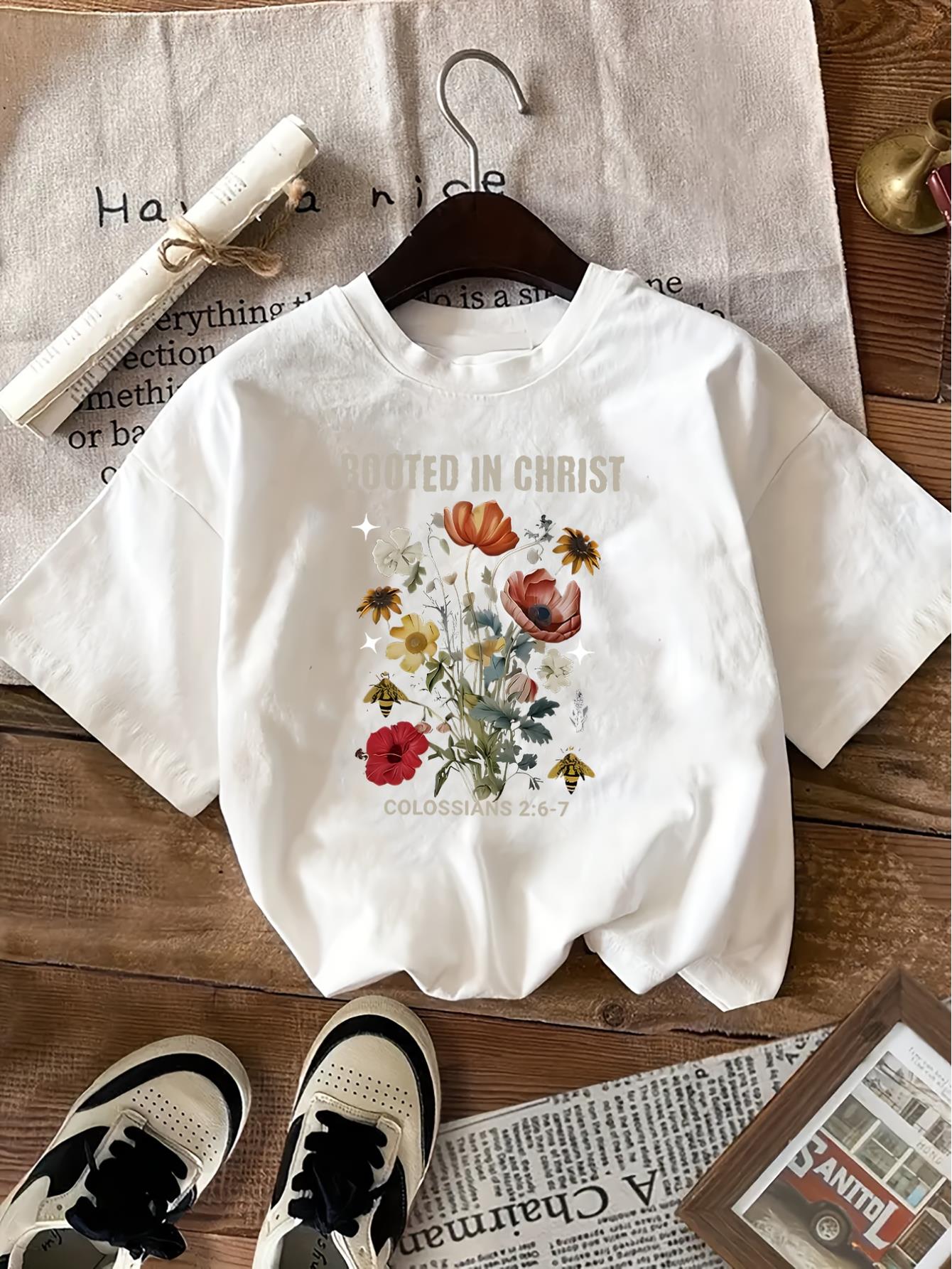 thumbnail image 1 of Women'S Vintage Casual Printed T-Shirt with a Round Neck, 1 of 6