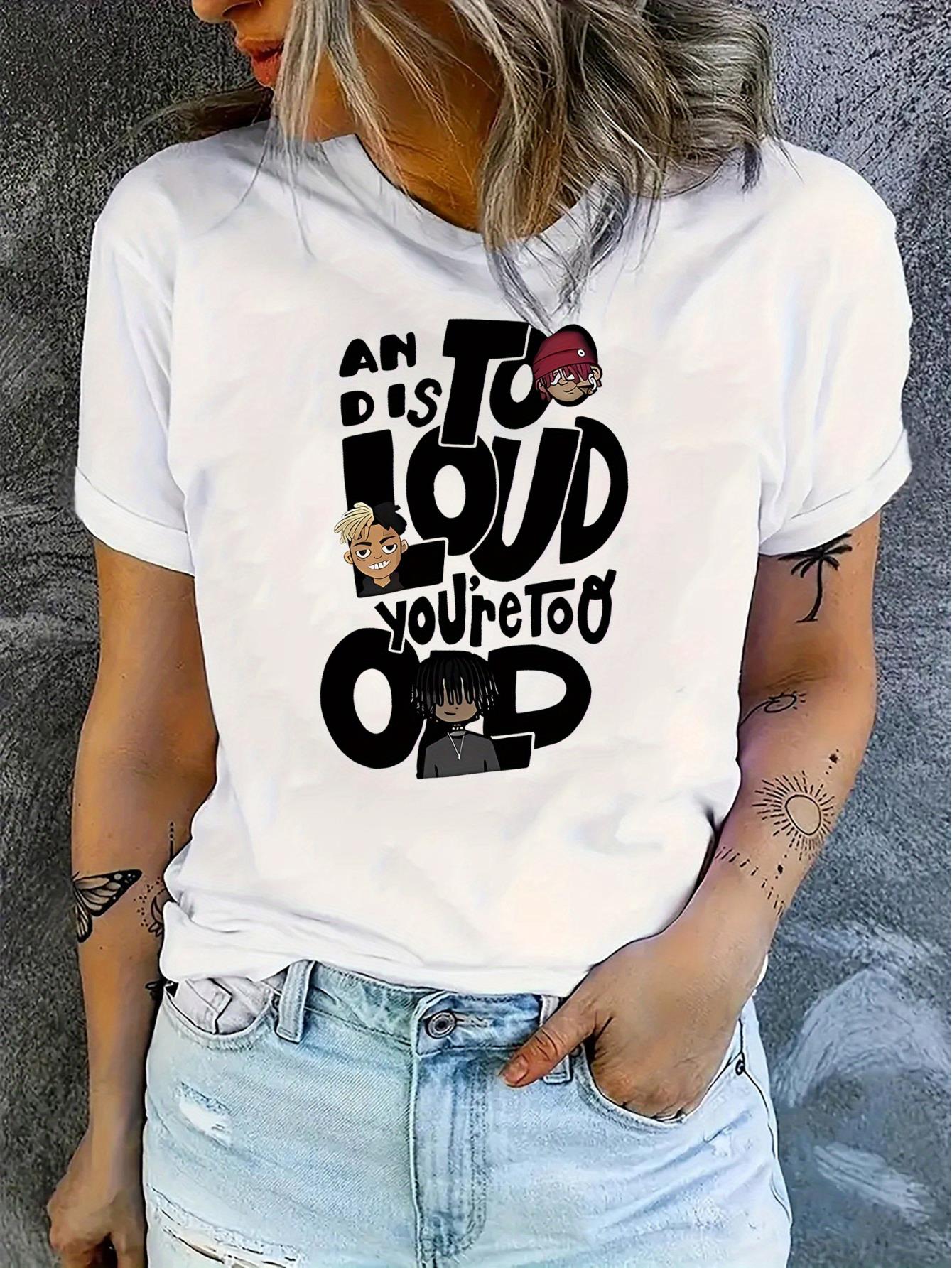 Casual Portrait Graphic Tee for Women, Polyester & Spandex Blend, Crew Neck Short Sleeve, Versatile All-Season, Medium Stretch Knit Fabric T-Shirt