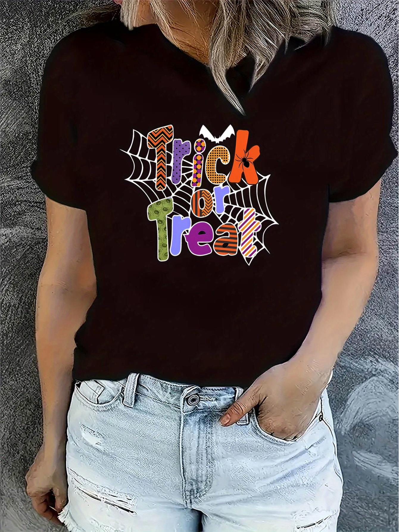 thumbnail image 2 of Women's Halloween-Themed Casual Tee - Comfy Crew Neck Short Sleeve T-Shirt with Stretch, Machine Washable, 2 of 8