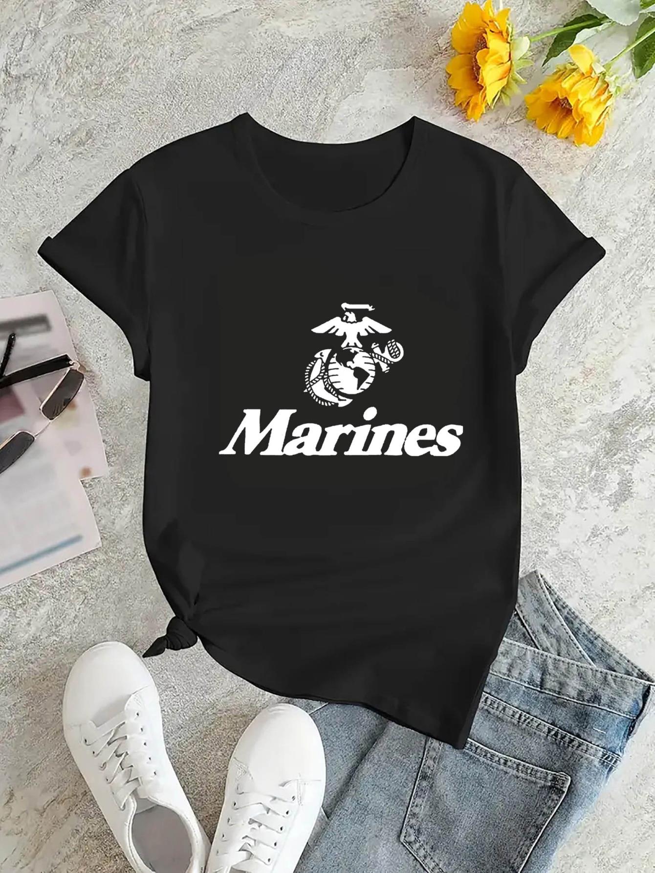 thumbnail image 4 of Women's Casual Round Neck Short Sleeve T-Shirt, Fashion Trendy Polyester Knit, Comfortable Summer Top with Letter Print, All-Season Ladies Leisure Sportswear, 4 of 8