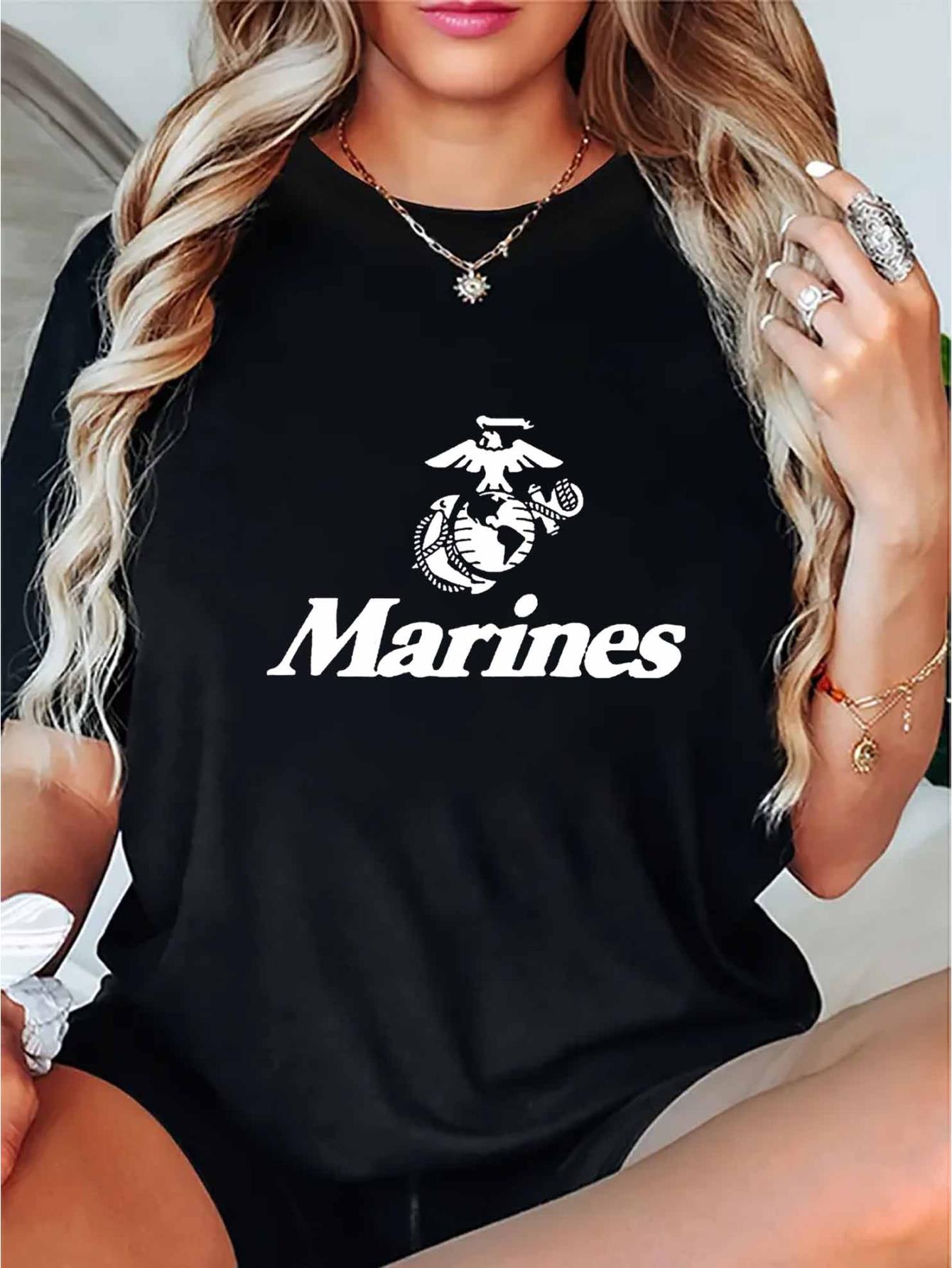 thumbnail image 2 of Women's Casual Round Neck Short Sleeve T-Shirt, Fashion Trendy Polyester Knit, Comfortable Summer Top with Letter Print, All-Season Ladies Leisure Sportswear, 2 of 8