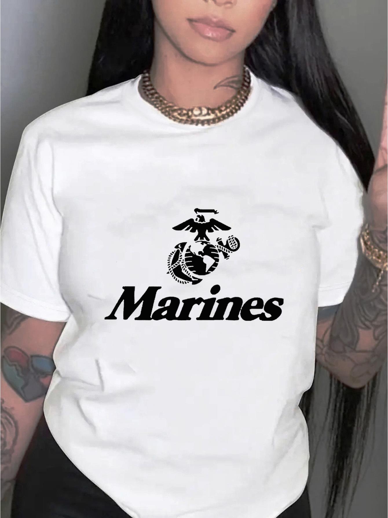 Women's Casual Round Neck Short Sleeve T-Shirt, Fashion Trendy Polyester Knit, Comfortable Summer Top with Letter Print, All-Season Ladies Leisure Sportswear
