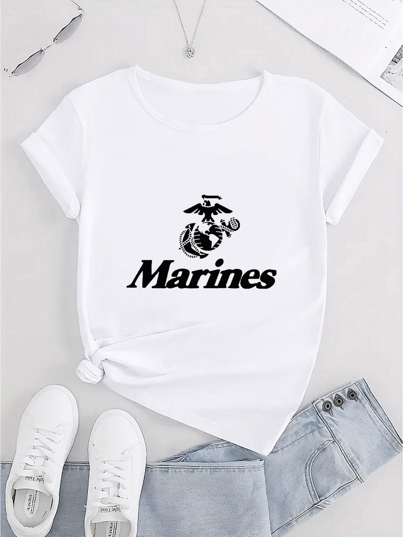 thumbnail image 3 of Women's Casual Round Neck Short Sleeve T-Shirt, Fashion Trendy Polyester Knit, Comfortable Summer Top with Letter Print, All-Season Ladies Leisure Sportswear, 3 of 8