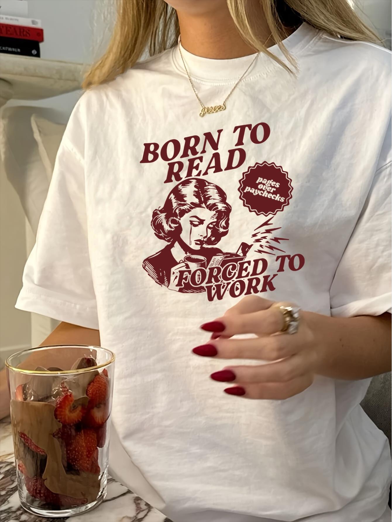 Women'S Vintage Geometric Print T-Shirt, Polyester, Round Neck, Casual Short Sleeve, Regular Length, Summer Fashion Top
