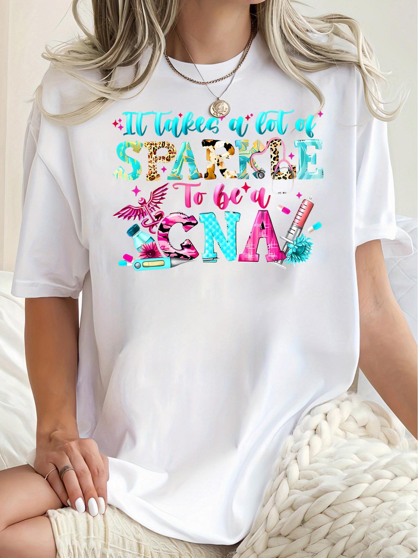 thumbnail image 1 of Women's Casual Crew Neck T-Shirt - Fashionable Nursing-Themed, Geometric Print, Polyester Knit, Comfortable, Medium Stretch, 1 of 8