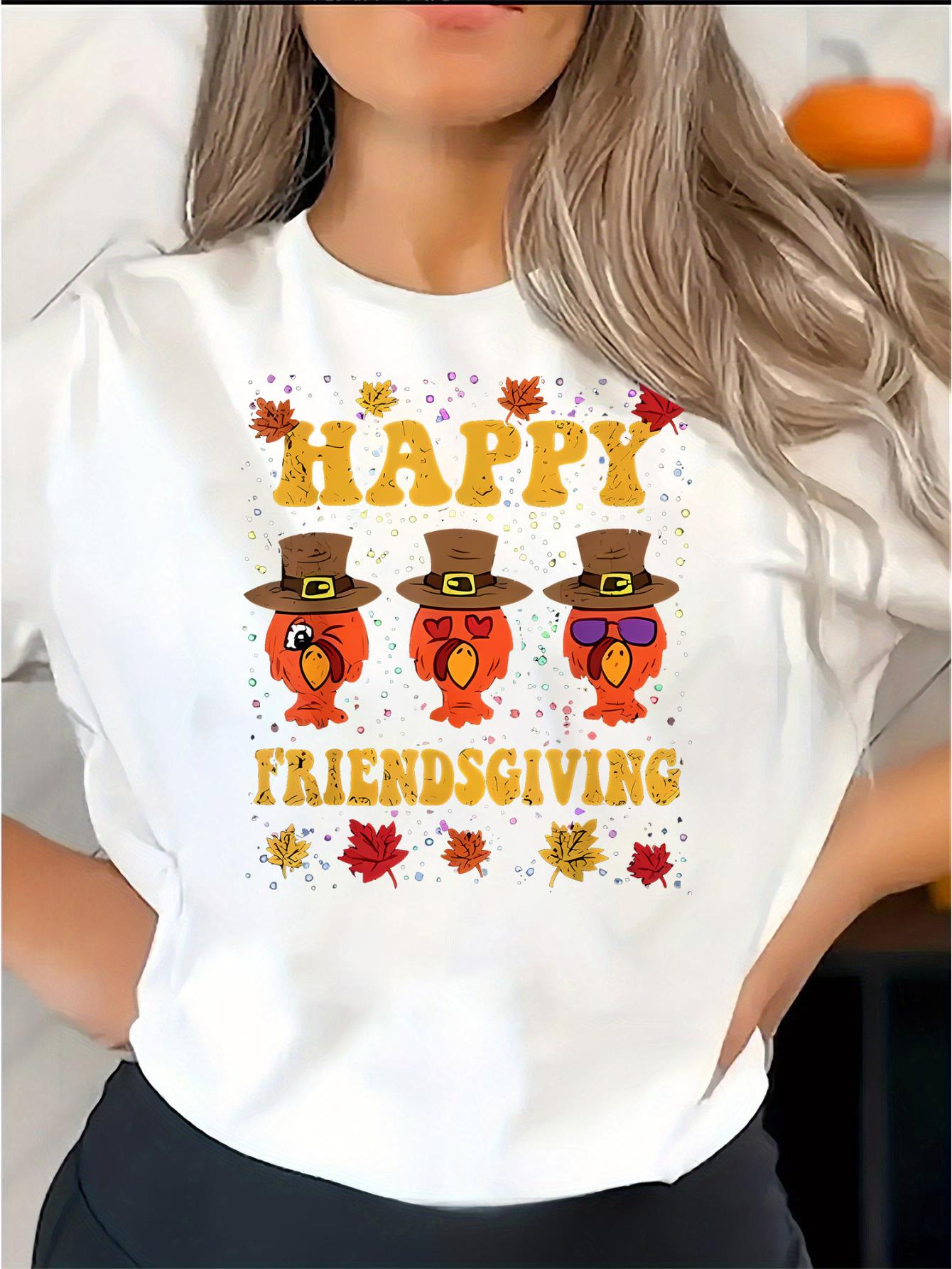 thumbnail image 2 of Women's Fun Turkey Print T-Shirt - Casual Crew Neck, Short Sleeve, Stretchy Polyester Blend, Machine Washable - Perfect for Spring & Summer, 2 of 8