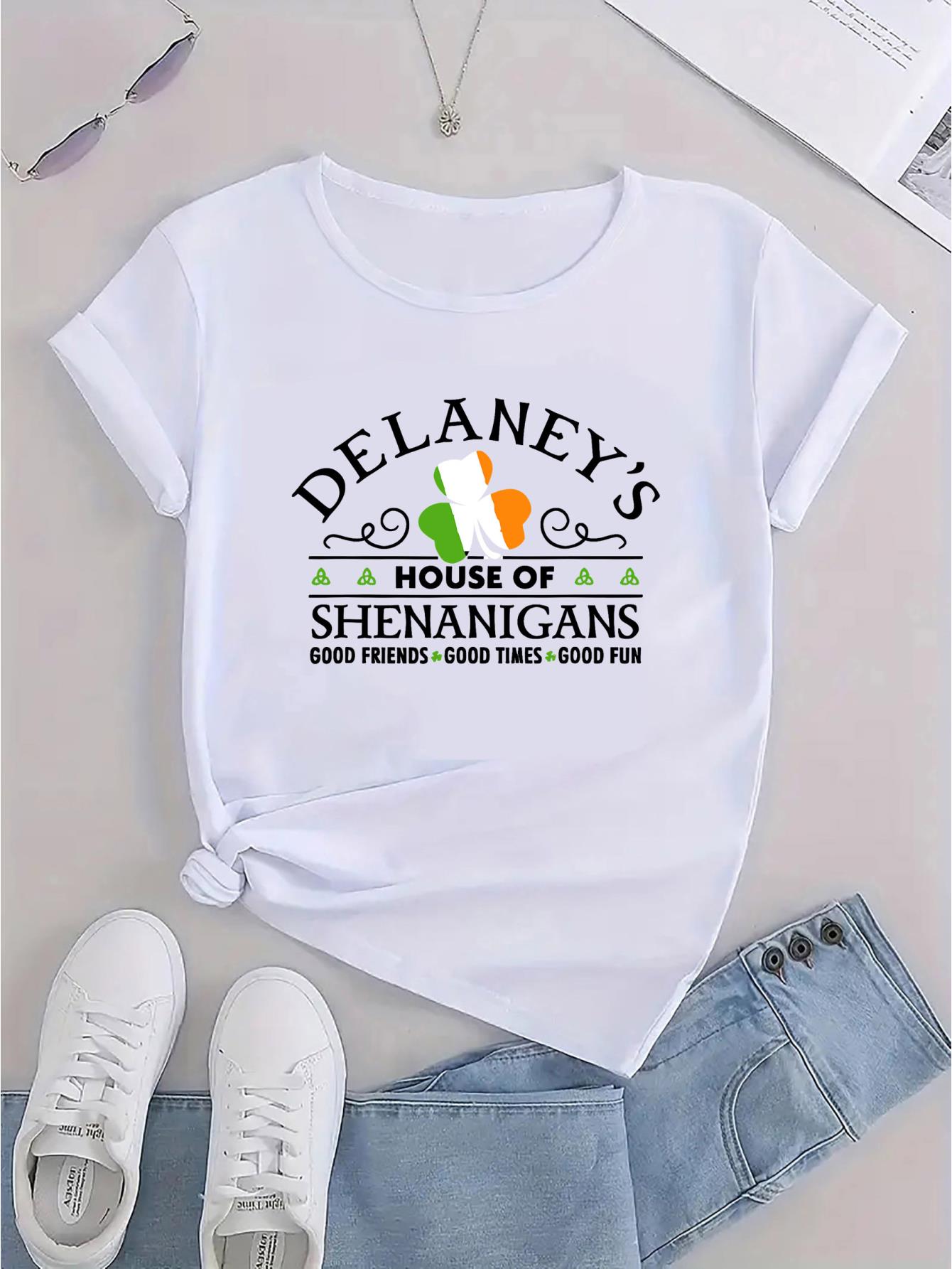 thumbnail image 4 of Women's Casual Clover Graphic Tee - Comfy Stretchy Polyester Blend, Round Neck Short Sleeve T-Shirt for Everyday & Holiday Wear, 4 of 8