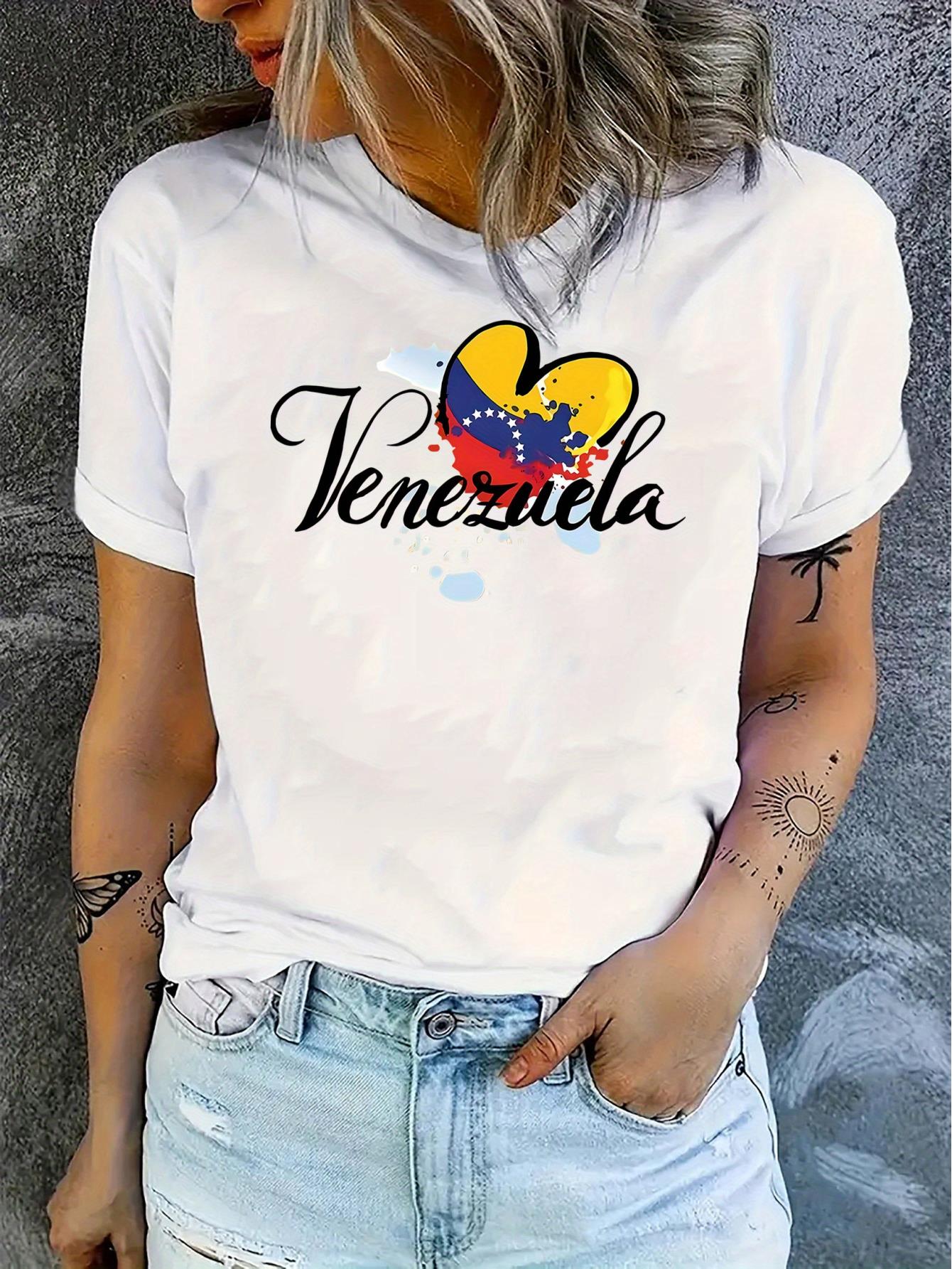 thumbnail image 1 of Women's Patriotic Flag Print T-Shirt - Casual Crew Neck, Short Sleeve, Stretchy Polyester Blend, Machine Washable - Perfect for Summer & Independence Day, 1 of 8
