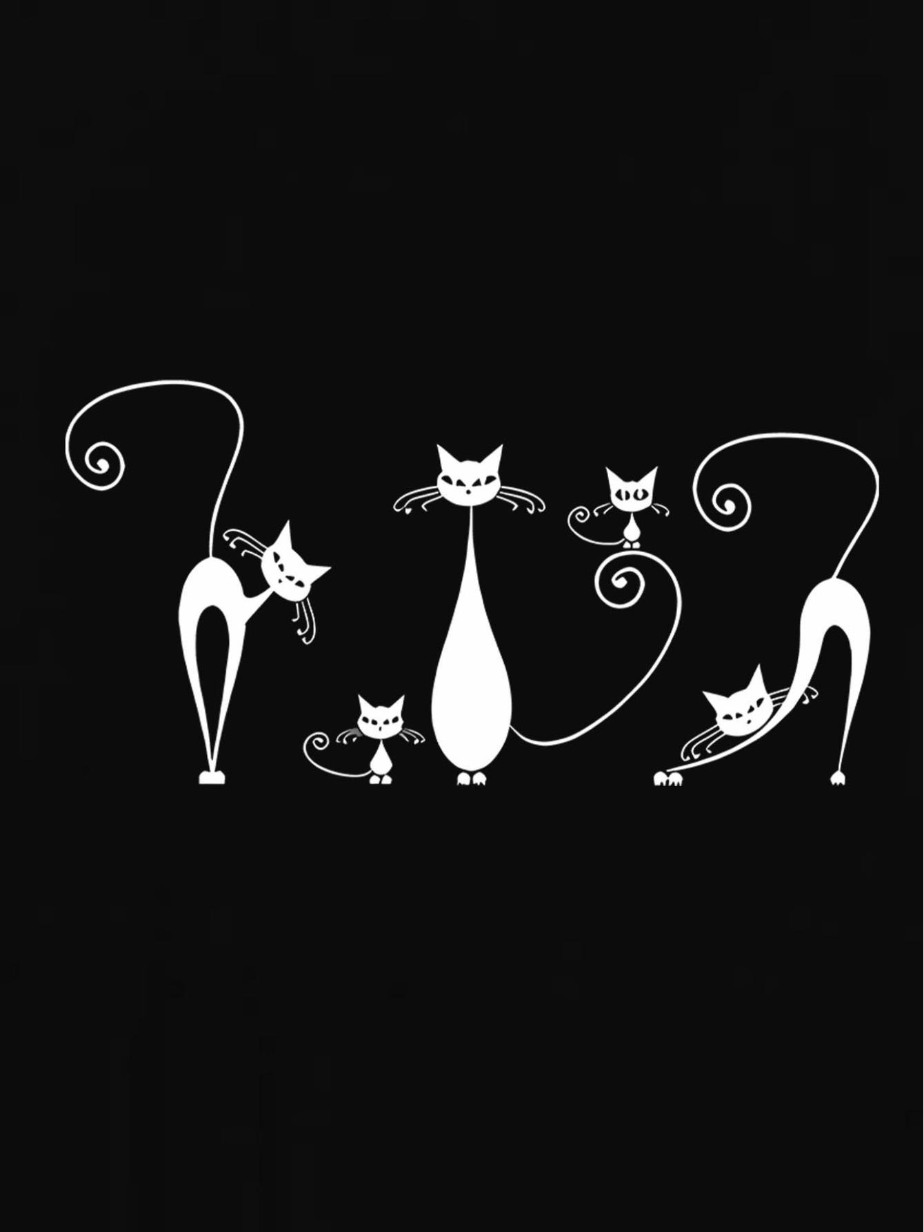 thumbnail image 3 of Urban Exploring| Women's Fashionable Black T-Shirt with Creative Abstract Cat Design - Casual Round Neck Short Sleeve, Comfortable Polyester Blend, Perfect for Summer, Cat Shirt, 3 of 8
