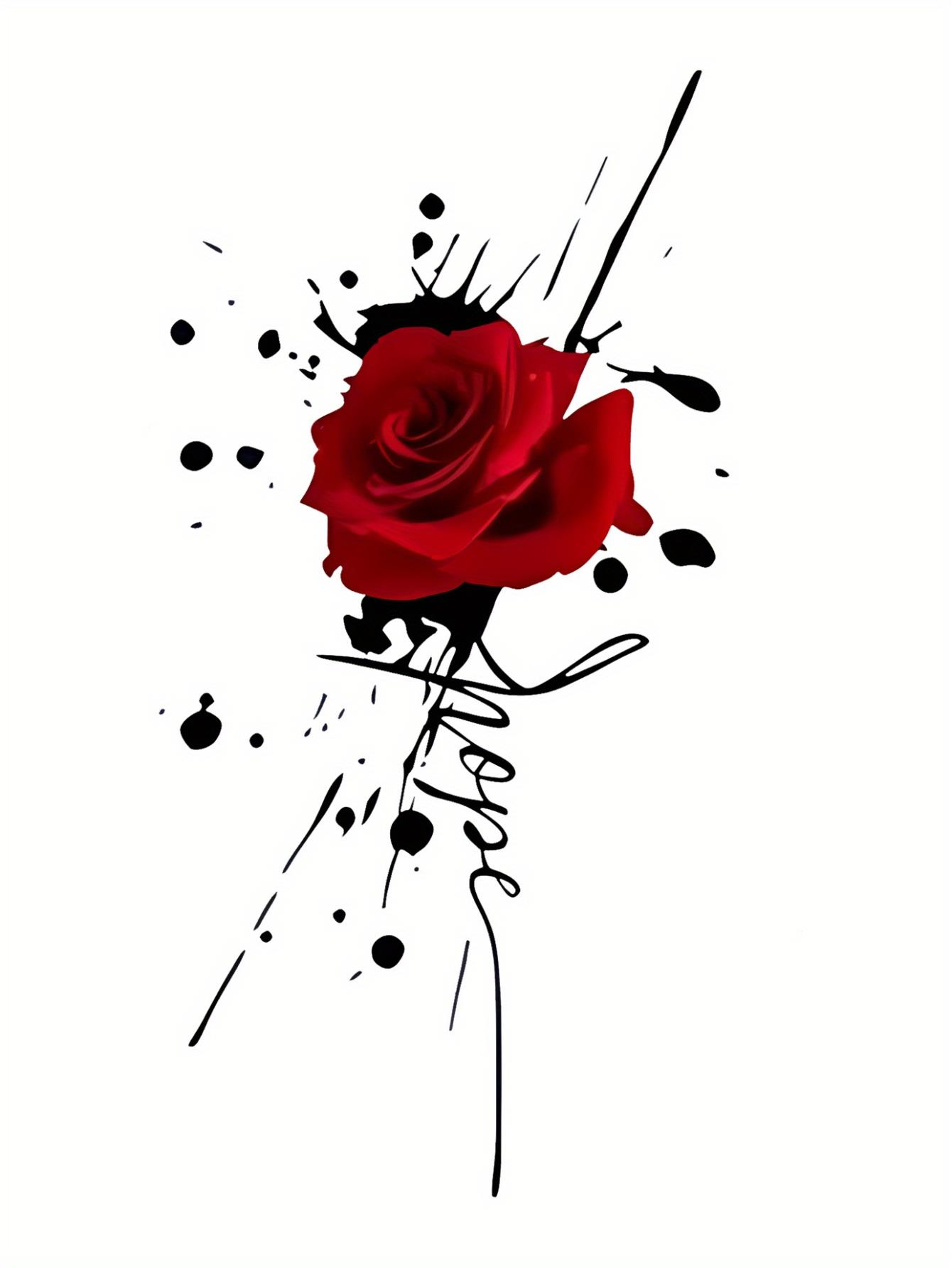 thumbnail image 4 of Women's Fashion Casual Round Neck Short Sleeve T-Shirt, Polyester Knit, Red Rose with Lettering Print, Comfortable Summer Top, All-Season, Ladies Leisure Sportswear, 4 of 8