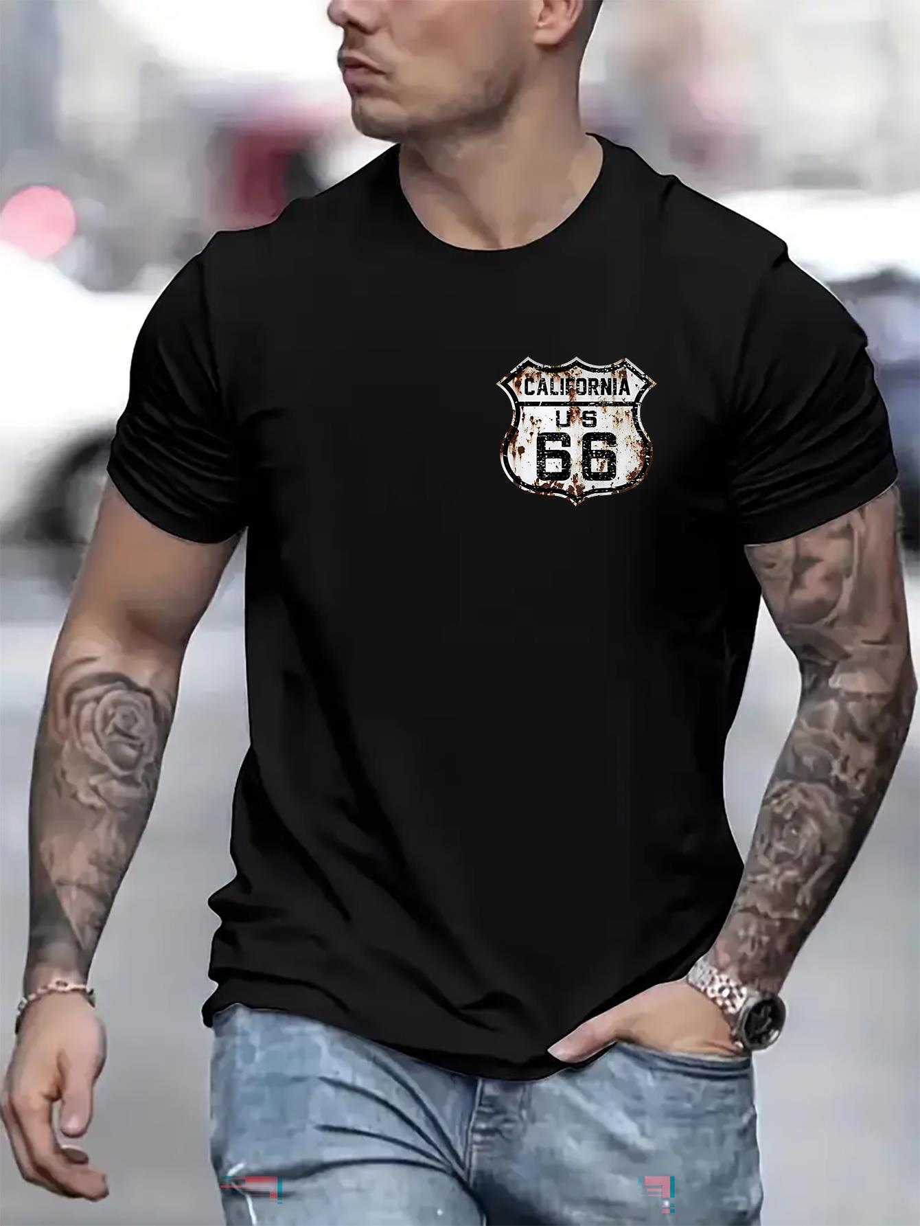 thumbnail image 1 of Men'S T-Shirt with a Soft and Comfortable Letter 66 Print, Short-Sleeved for Summer Wear, 1 of 6