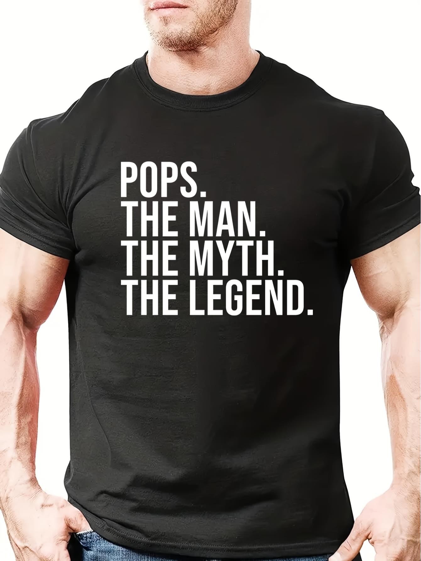 thumbnail image 1 of Trendy "POPS" Letter Pattern Print Men's Comfy T-shirt, Graphic Tee Men's Summer Outdoor Clothes, Men's Clothing, Tops For Men, 1 of 6