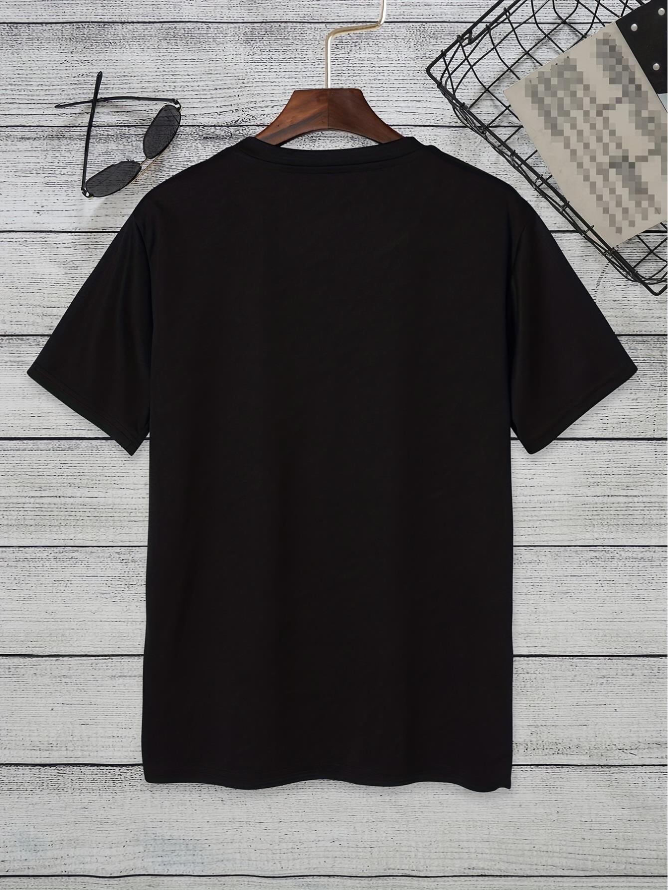 thumbnail image 2 of Men's Fashion Casual Street Style Crew Neck T-Shirt, Regular Fit, with Printed Graphic, for All-Season Party Tee, 2 of 6