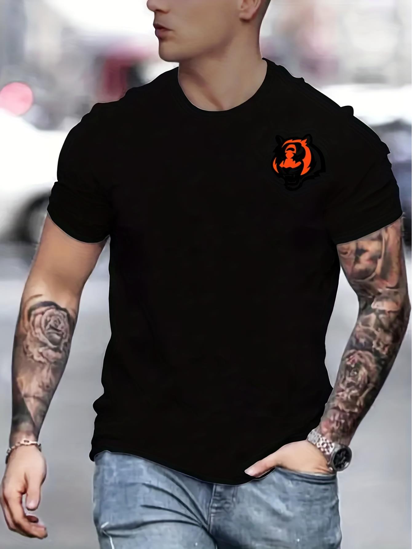 thumbnail image 1 of Men's Fashion Casual Street Style Crew Neck T-Shirt, Regular Fit, with Printed Graphic, for All-Season Party Tee, 1 of 6