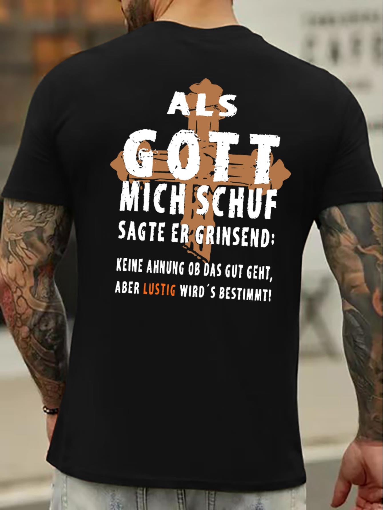 T-Shirt with Inspirational "Happiness is Destined" Print - Casual Crew Neck, All-Season Comfort, Machine Washable - Black with Bold Lettering