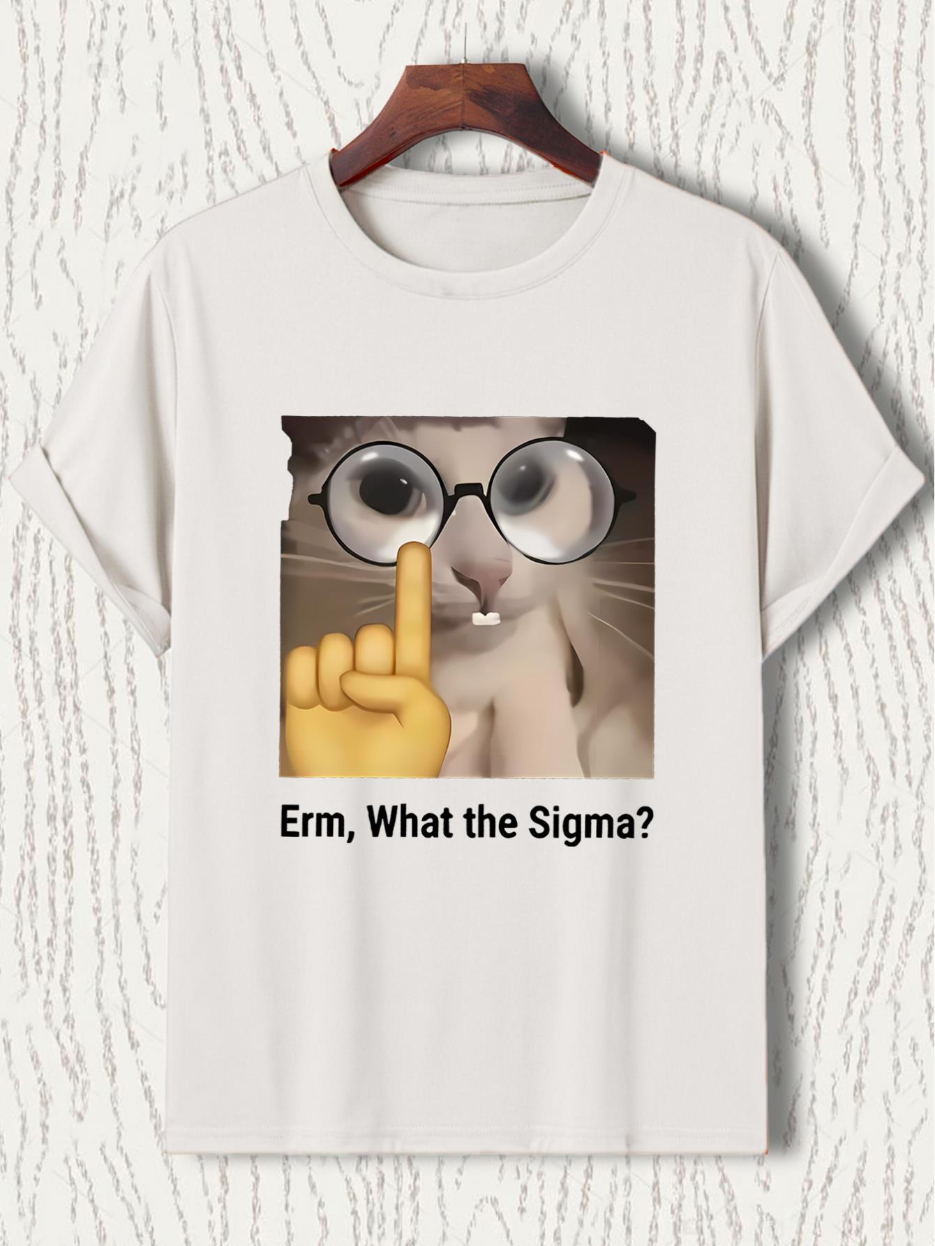 thumbnail image 3 of 1pc Men'S Casual Crew Neck T-Shirt with "Ermm, What the Sigma?" Print, Slight Stretch, Regular Fit, Summer Fashion Top for Adults, 3 of 8