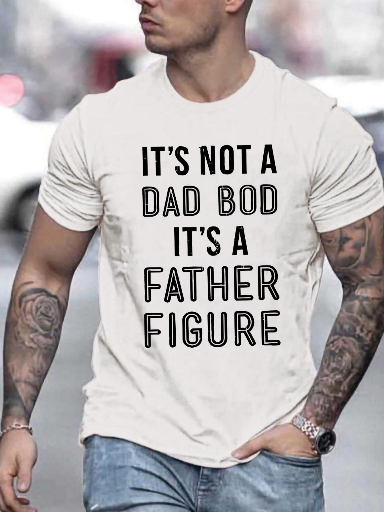 Dad Bod Print, Men's Niche Crew Neck Tees, Casual Comfy T-shirts For Men, Clothing Tops For Summer