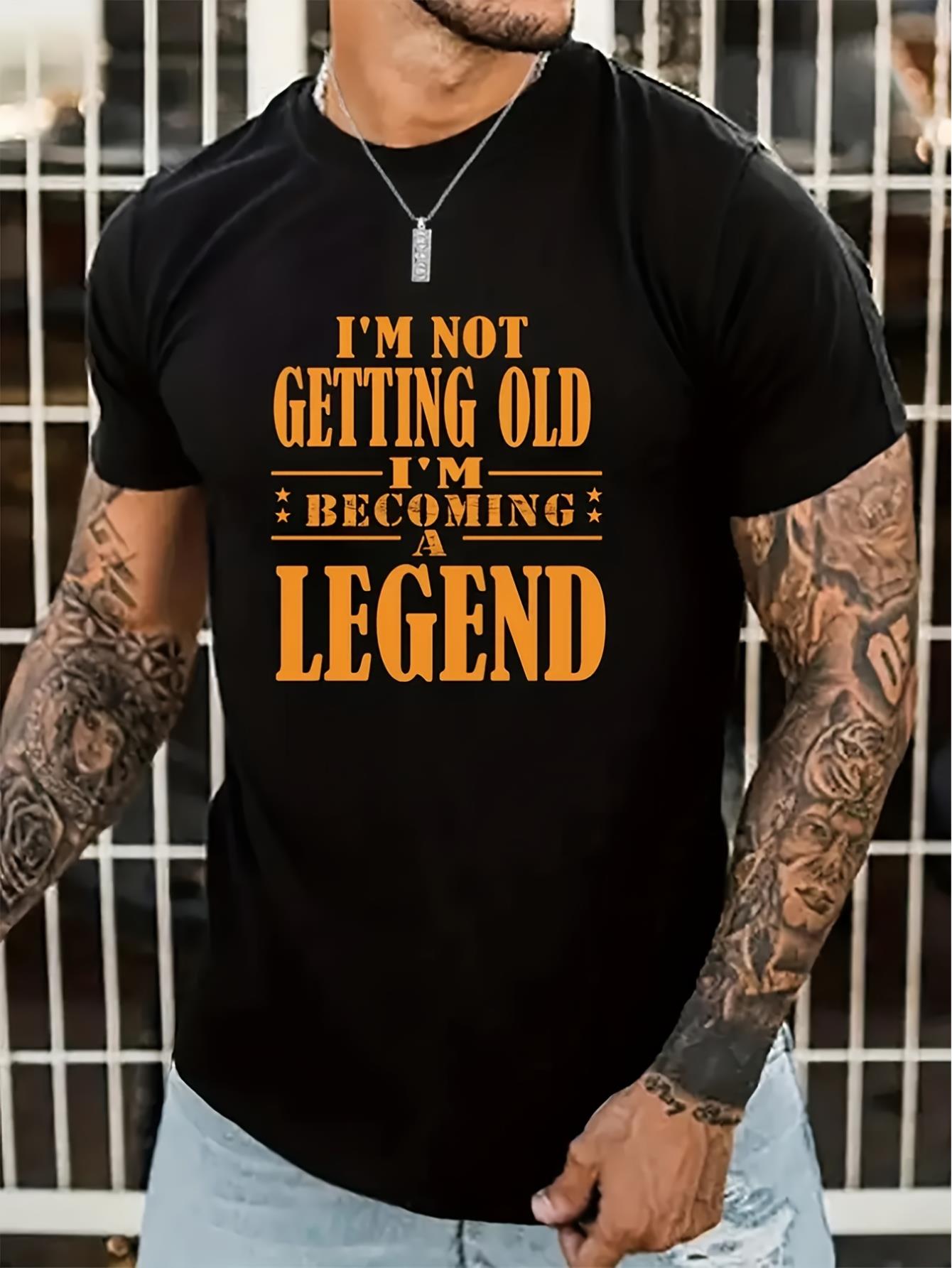 thumbnail image 1 of Stylish Slogan Pattern Print Men's T-shirt, Graphic Tee Men's Summer Clothes, Men's Outfits, Short sleeves, Round Neck Tees, 1 of 8