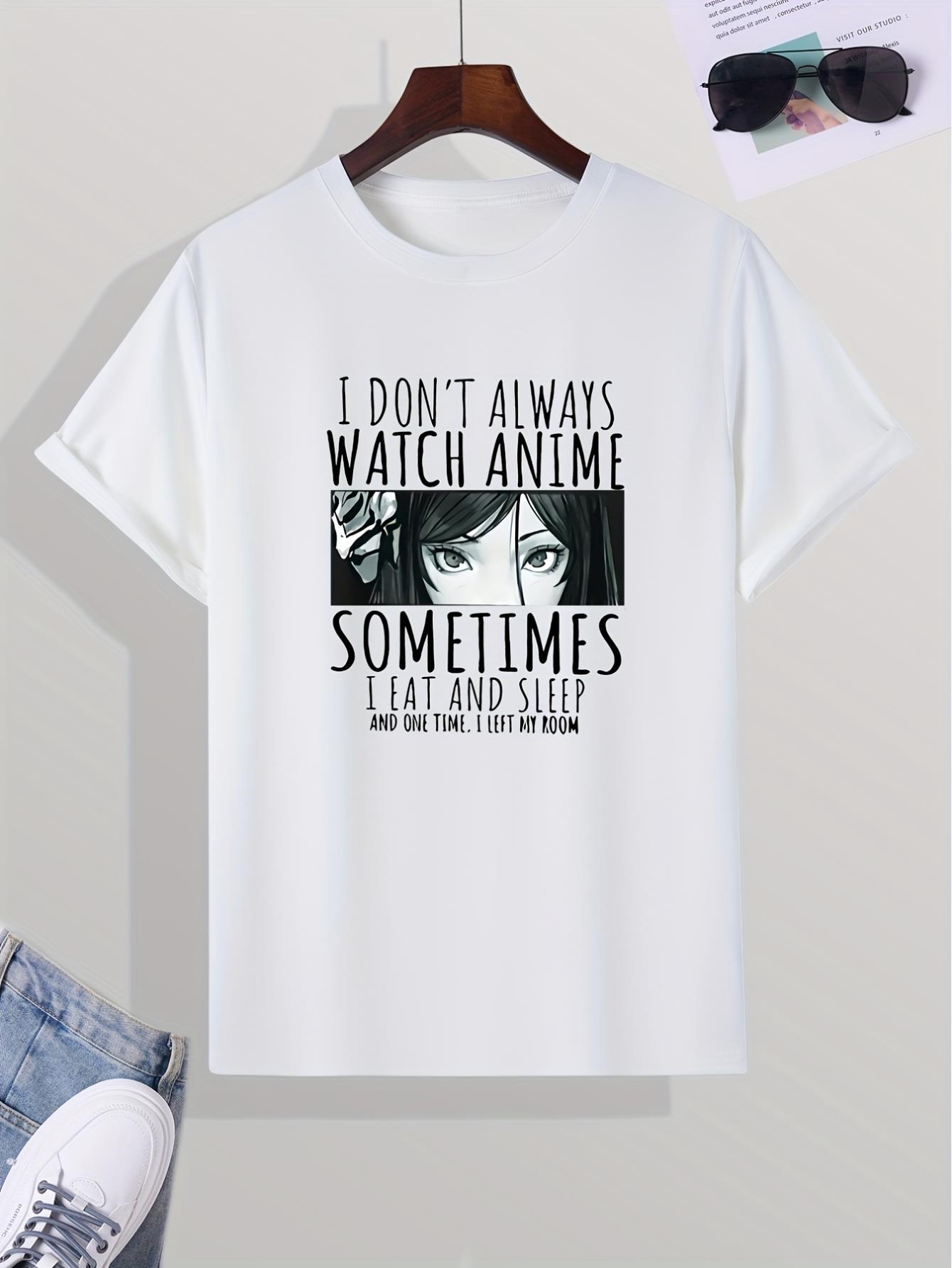 thumbnail image 2 of Men's Casual "I Don't Always Watch Anime" Print Crew Neck Short Sleeves T-shirts For Summer, 2 of 8