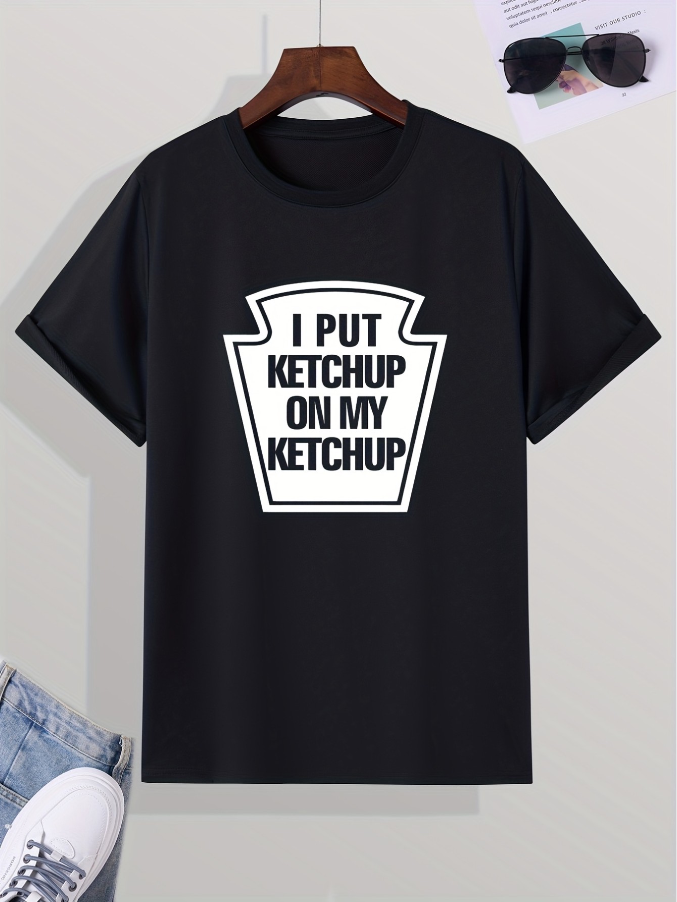 thumbnail image 2 of Men's Casual "I Put Ketchup" Print Crew Neck Short Sleeves T-Shirts for Summer, 2 of 7