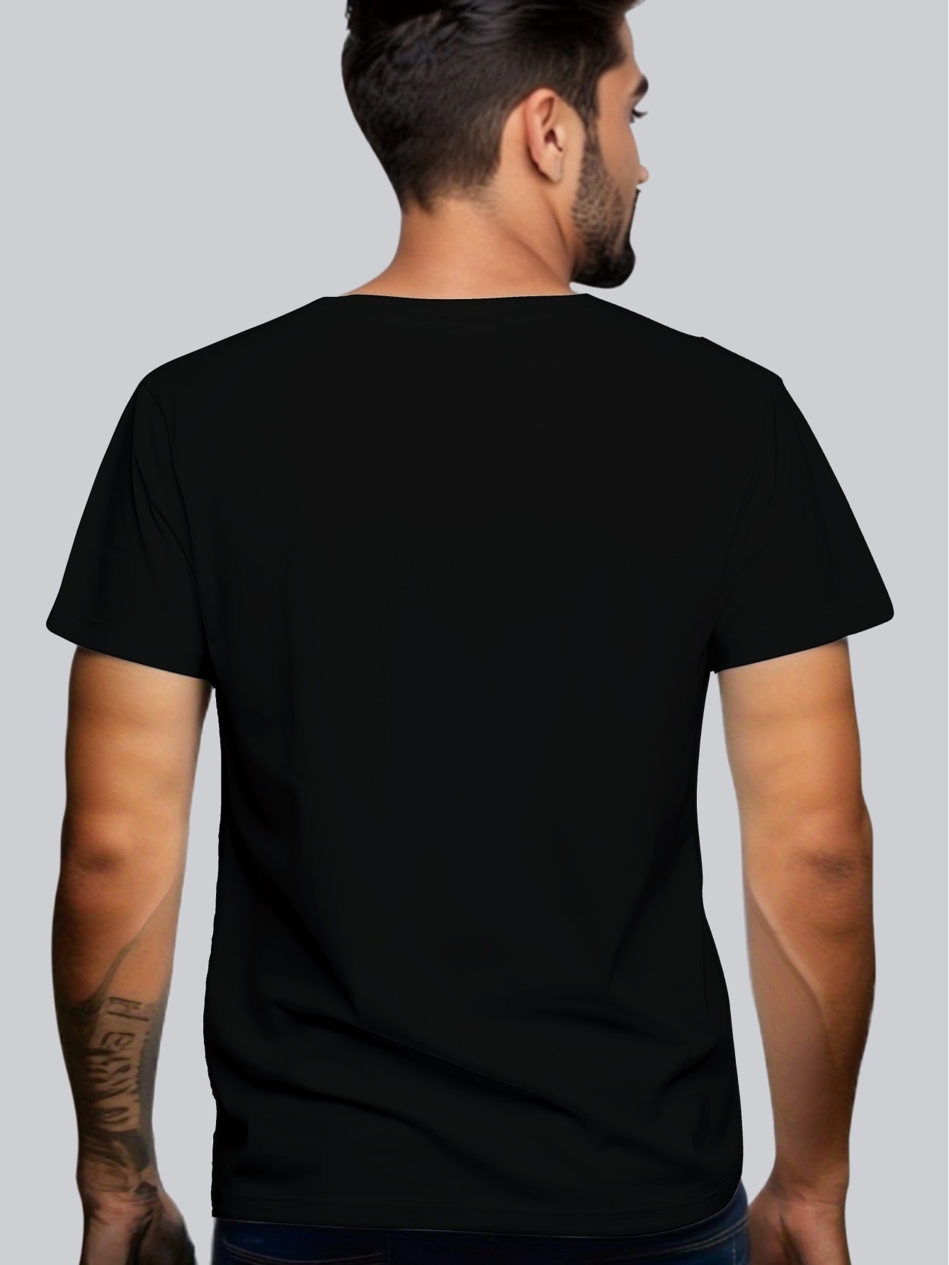 thumbnail image 2 of Love Pattern Print Men's Casual Crew Neck Short Sleeve T-shirt for Spring and Summer, Fashion Pattern Crew Neck Tees for Men, 2 of 4