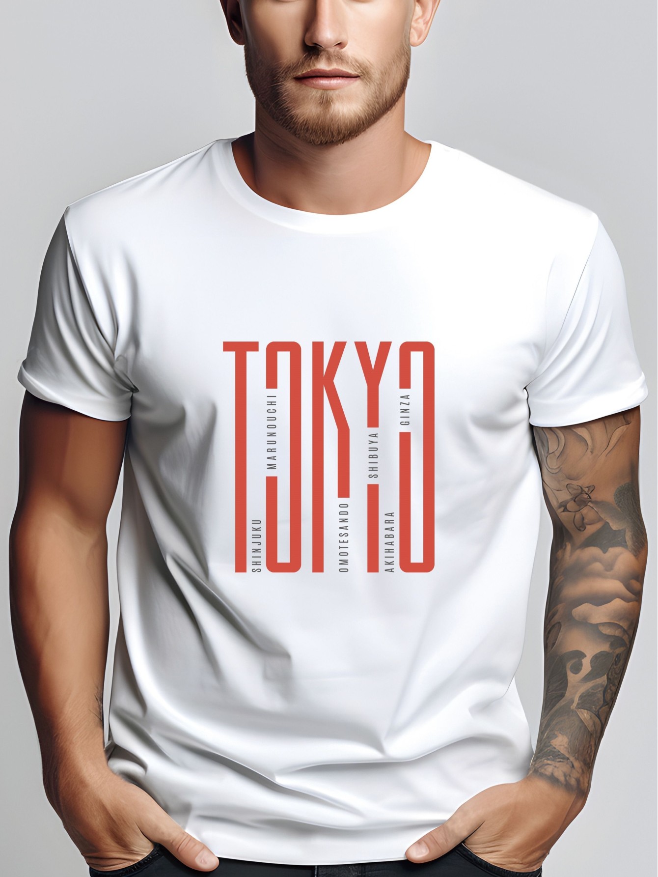 TOKYO Print Tee Shirt, Tees for Men, Casual Short Sleeve T-shirt for Summer