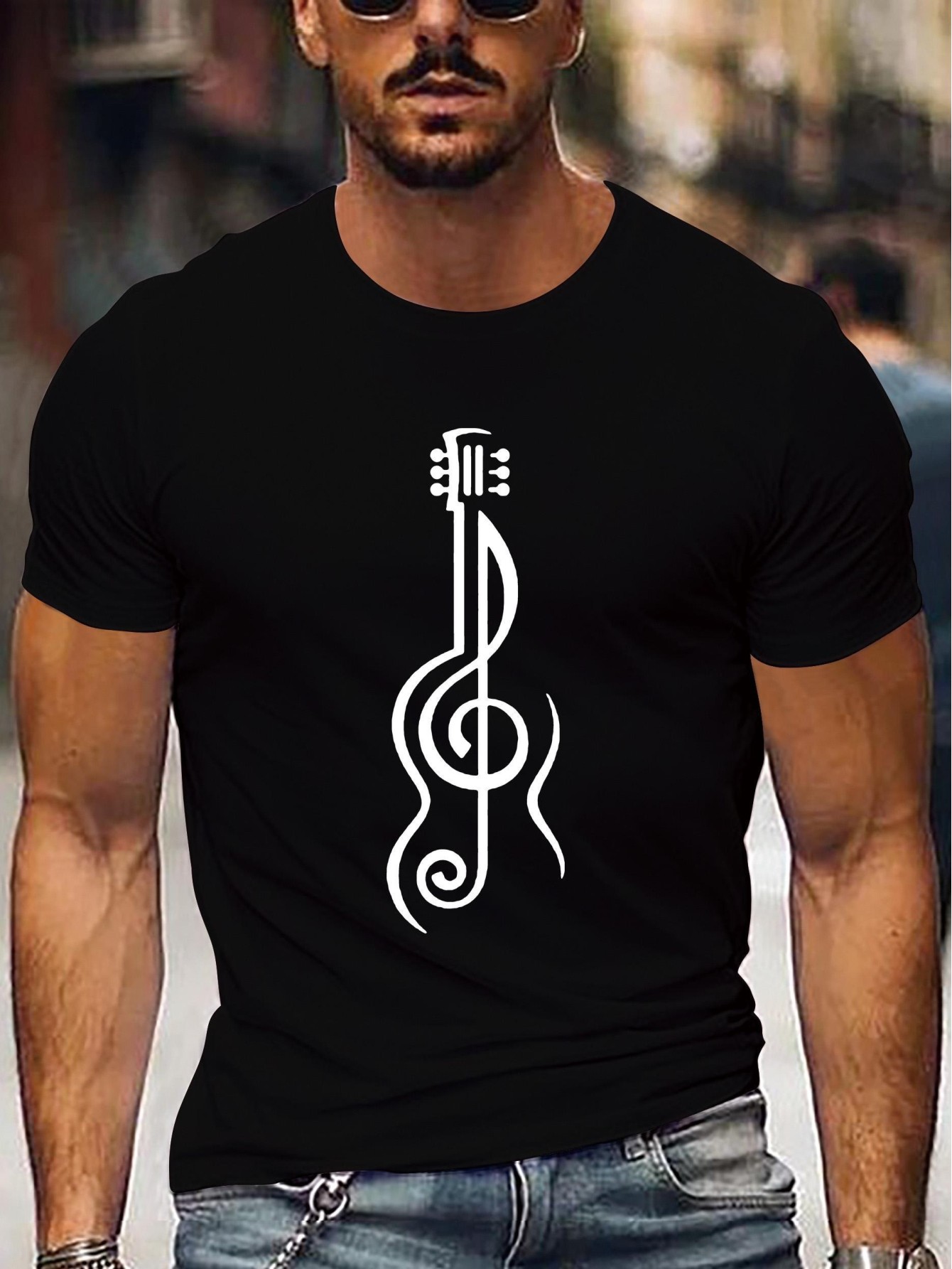 thumbnail image 1 of Men's Casual Geometric Print T-Shirt - Stretchy, Round Neck, Short Sleeve - Perfect for Summer Outings, 1 of 7