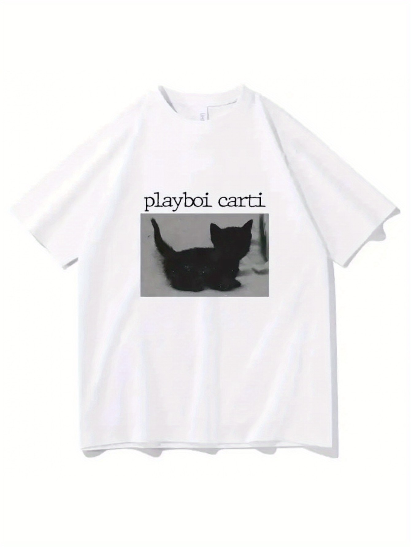 thumbnail image 2 of Hip-Hop T Shirts Cute Cat Harajuku Print Tee Regular Mens Tops Quality Rapper T-shirt, 2 of 4